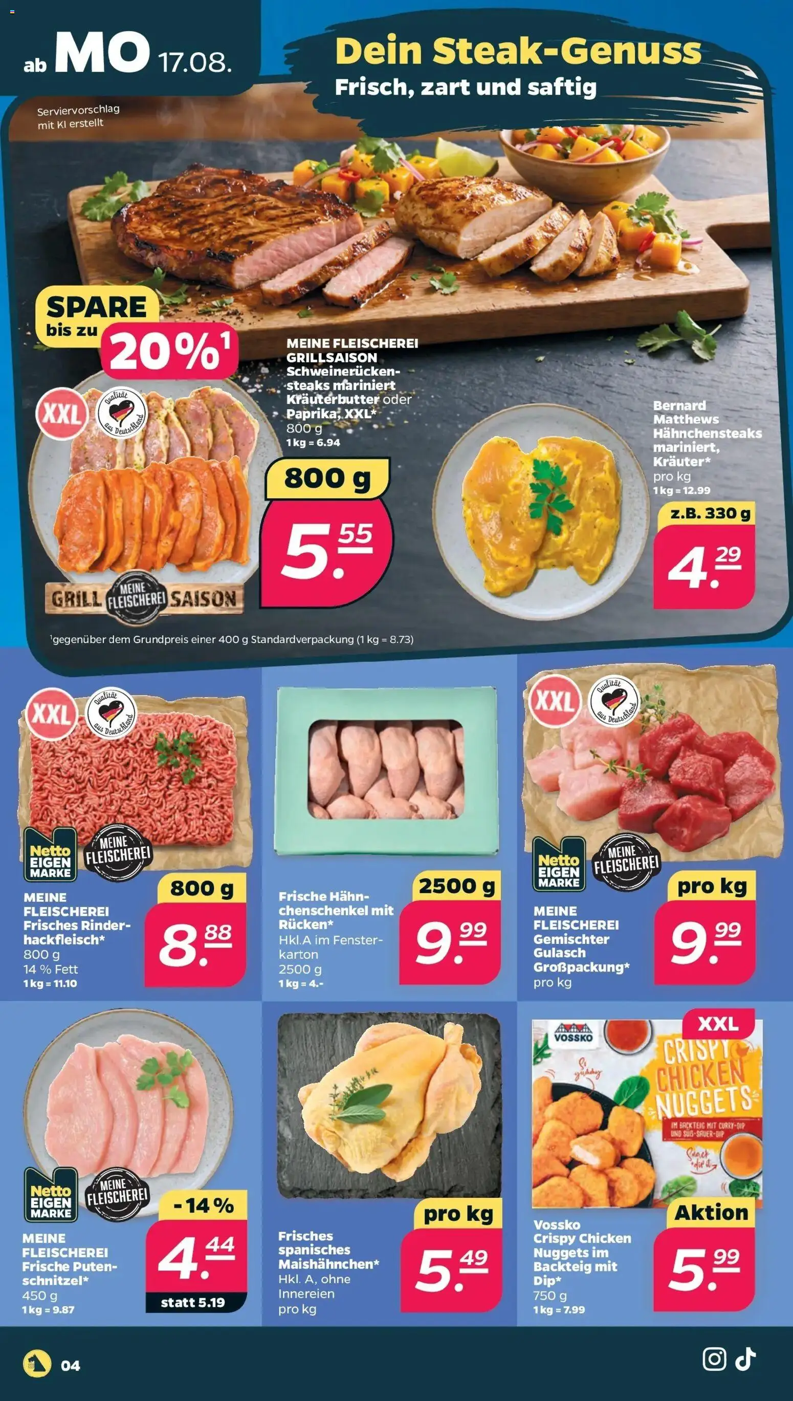 Netto - Netto APS : Wochenangebote ab 17.08.2026 → Angebote nächste Woche | Seite: 6 | Produkte: Grill, Kräuterbutter, Gulasch, Schweinerucken