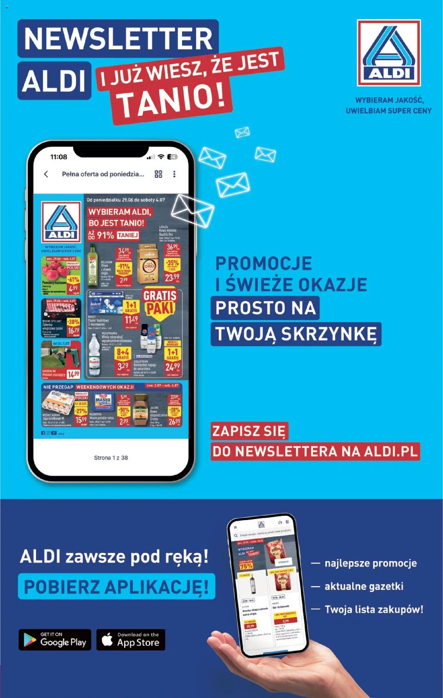 Aldi gazetka od 29.06.2026 | Strona: 16 | Produkty: Papier toaletowy, Lavazza, Masło, Ser