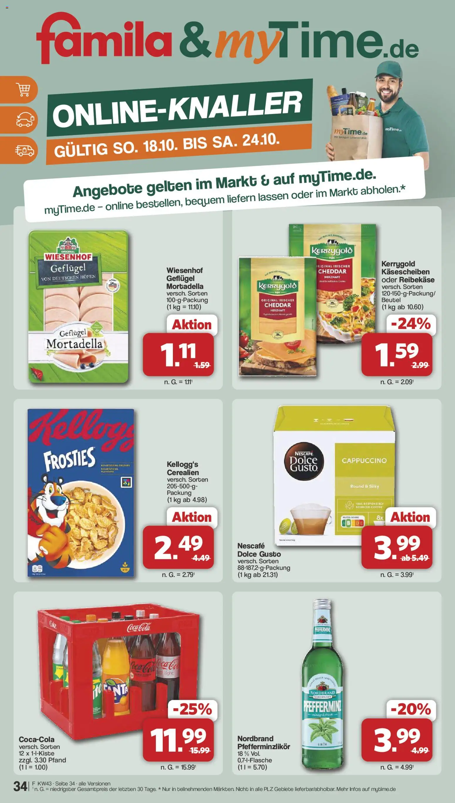 Famila Nordwest Prospekt – gültig ab 19.10.2026 | Seite: 34 | Produkte: Nescafe, Kellogg's, Reibekase, Dolce gusto