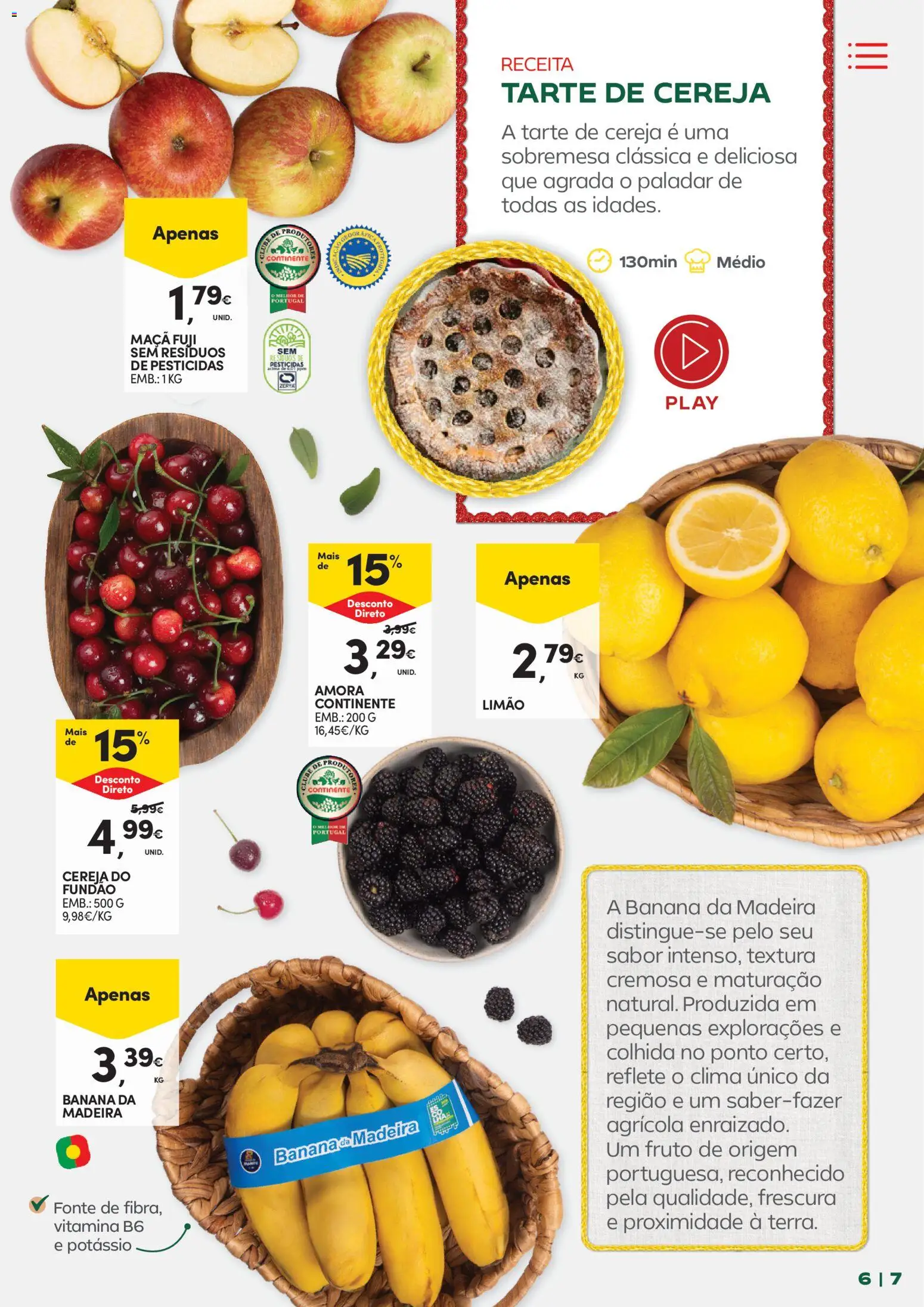 Continente - Frescura de Portugal Direto da origem │ válido de 05.05.2026 | Página: 7 | Produtos: Banana, Cereja, Maça, Tarte