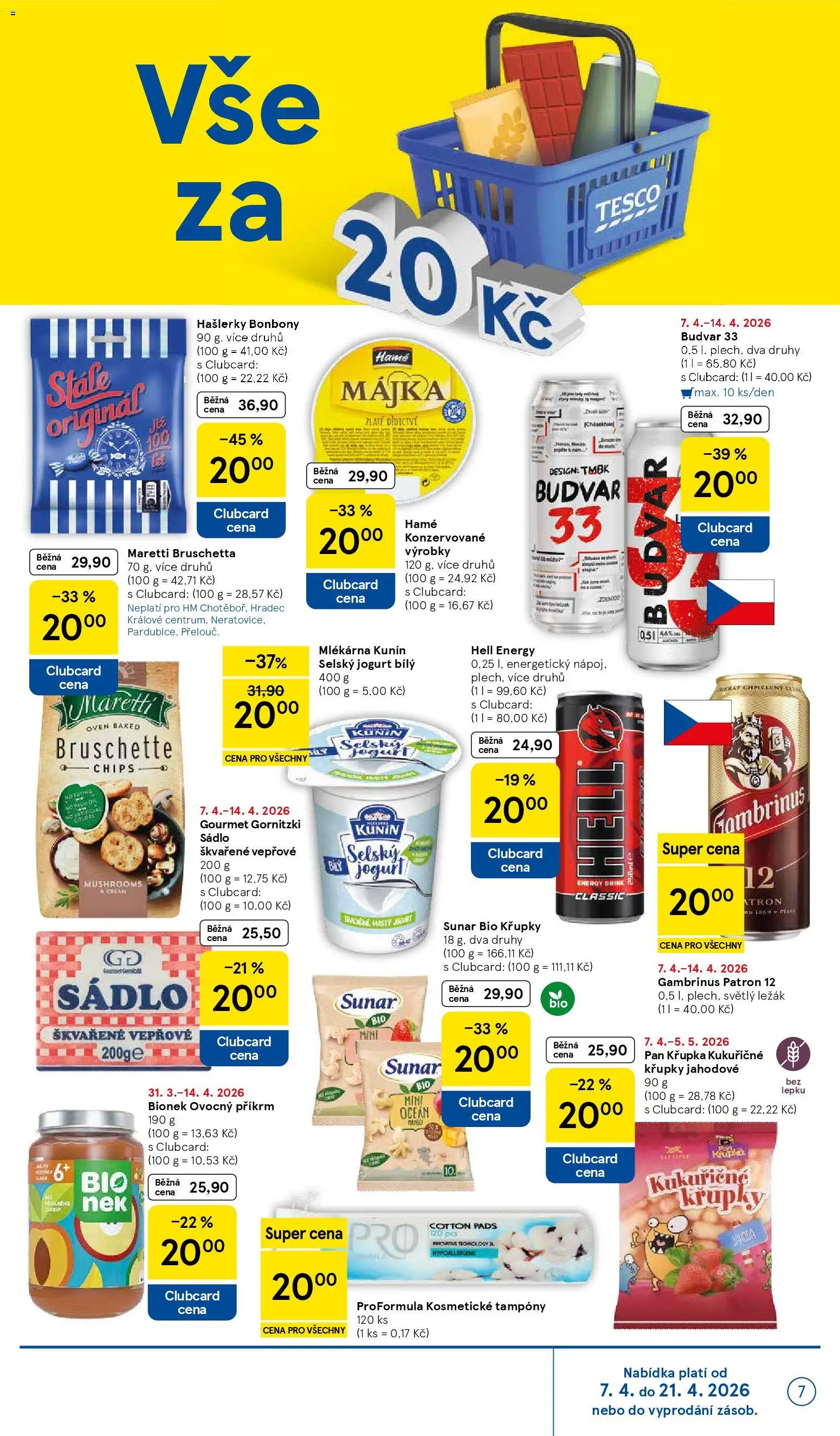 Tesco leták - Hypermarket od 07.04.2026 | Strana: 7 | Produkty: Jogurt, Bonbóny, Příkrm, Budvar 33
