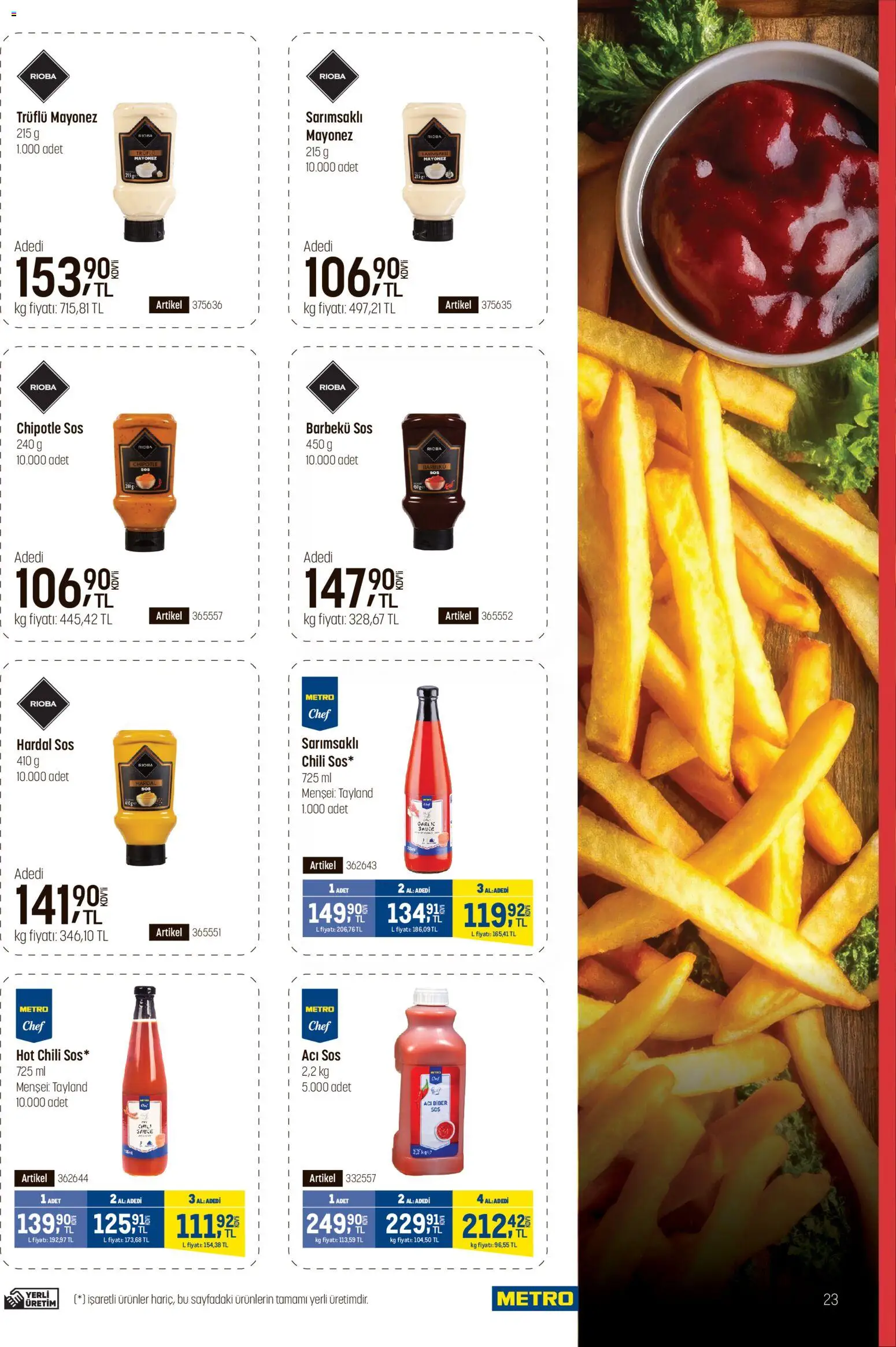 Metro - Fast Food - 17 Eylül 2026 tarihinden itibaren geçerlidir | Sayfa: 23 | Ürünler: Hardal, Sos, Biber, Acı biber