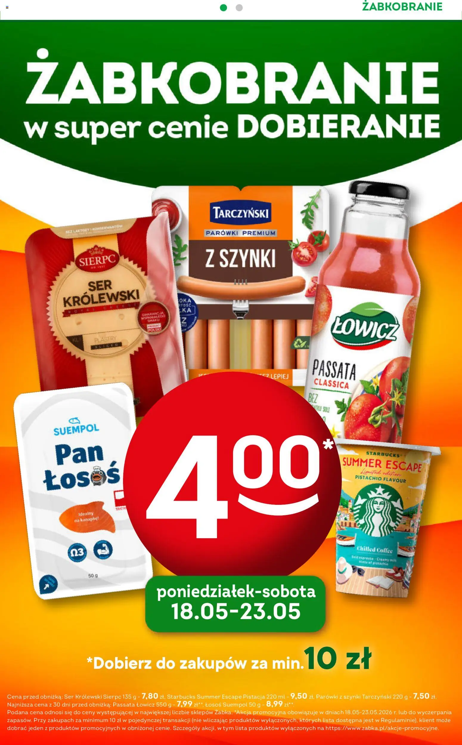 Żabka gazetka - Codzienne produkty od 20.05.2026 | Strona: 2 | Produkty: Parówki z szynki, Parówki, Łosoś, Ser