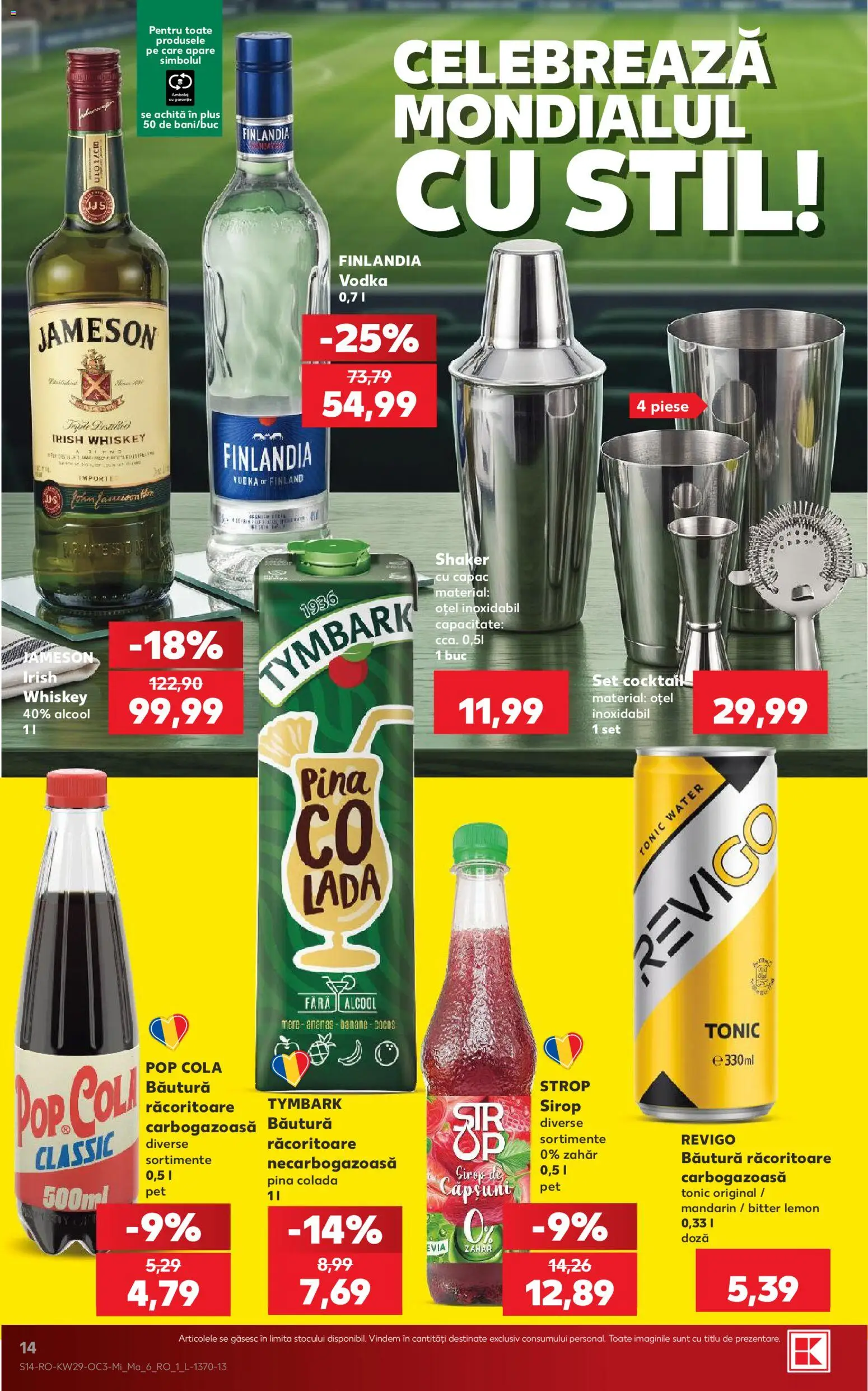 Noul catalog Kaufland – valabil de la 15.07.2026 | Pagină: 14 | Produse: Cola, Jameson, Finlandia, Cocktail