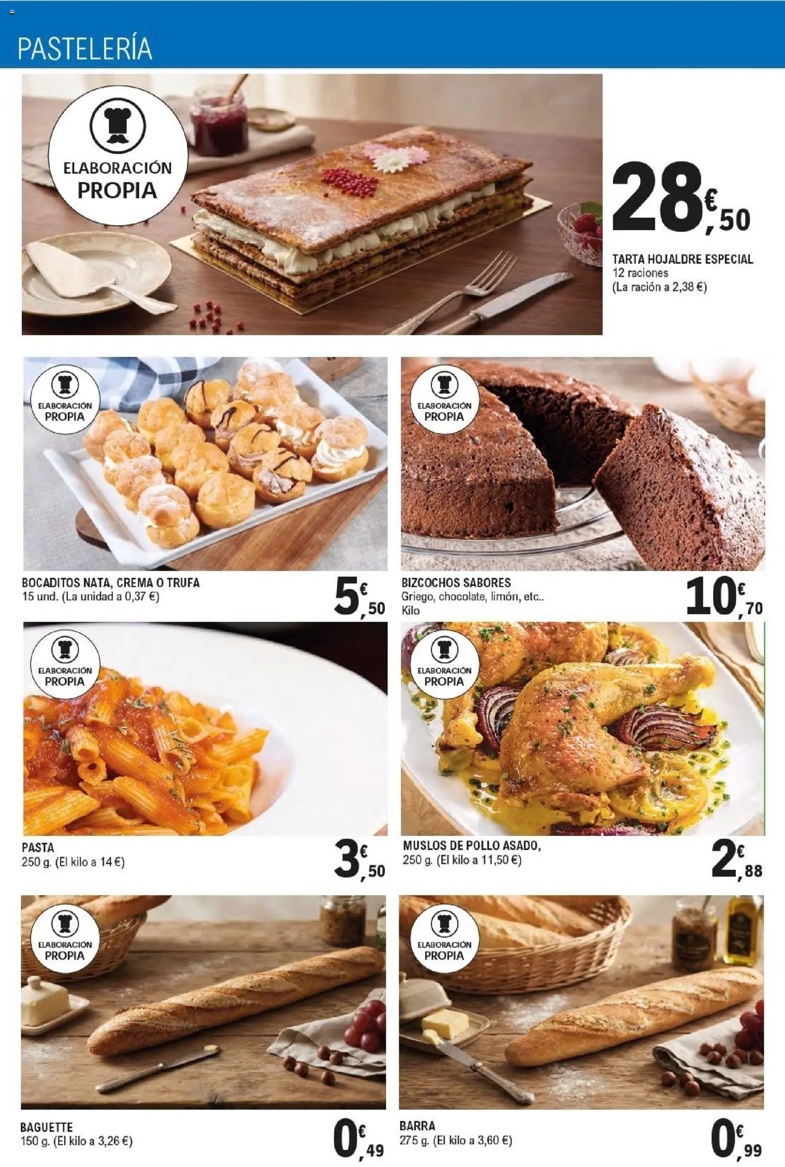 E.Leclerc Pamplona │ válido desde el 16/09/2026 | Página: 8 | Productos: Baguette, Bizcochos, Pollo, Muslos de pollo