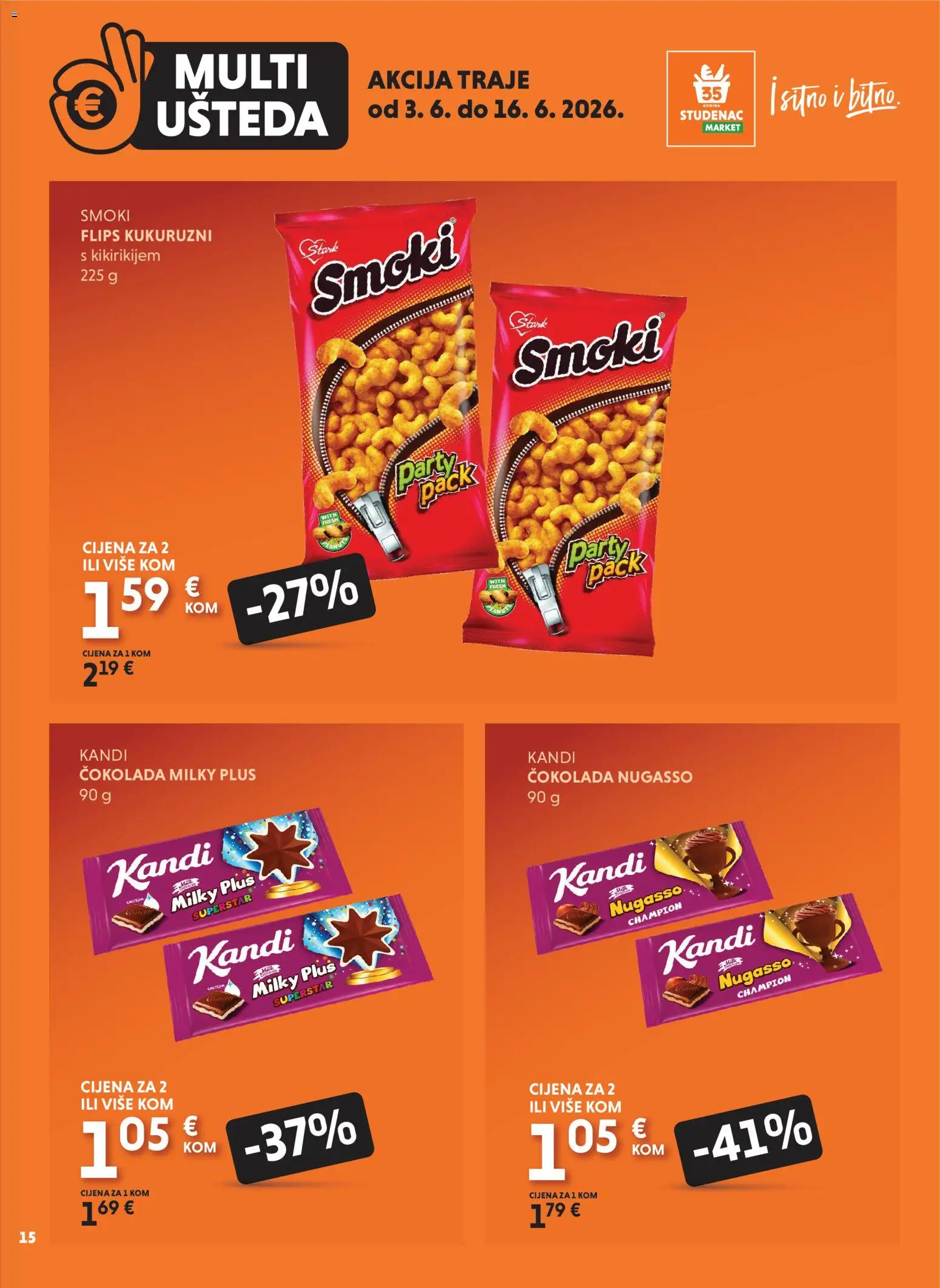 Studenac katalog | vrijedi od 03.06.2026 | Stranica: 15 | Proizvodi: Flips, Čokolada