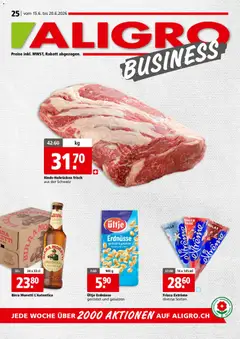 Aligro aktionen Business Schlieren, Gossau SG, Frauenfeld, Rapperswil-Jona, Sargans, Bern ab 15.06.2026 gültig