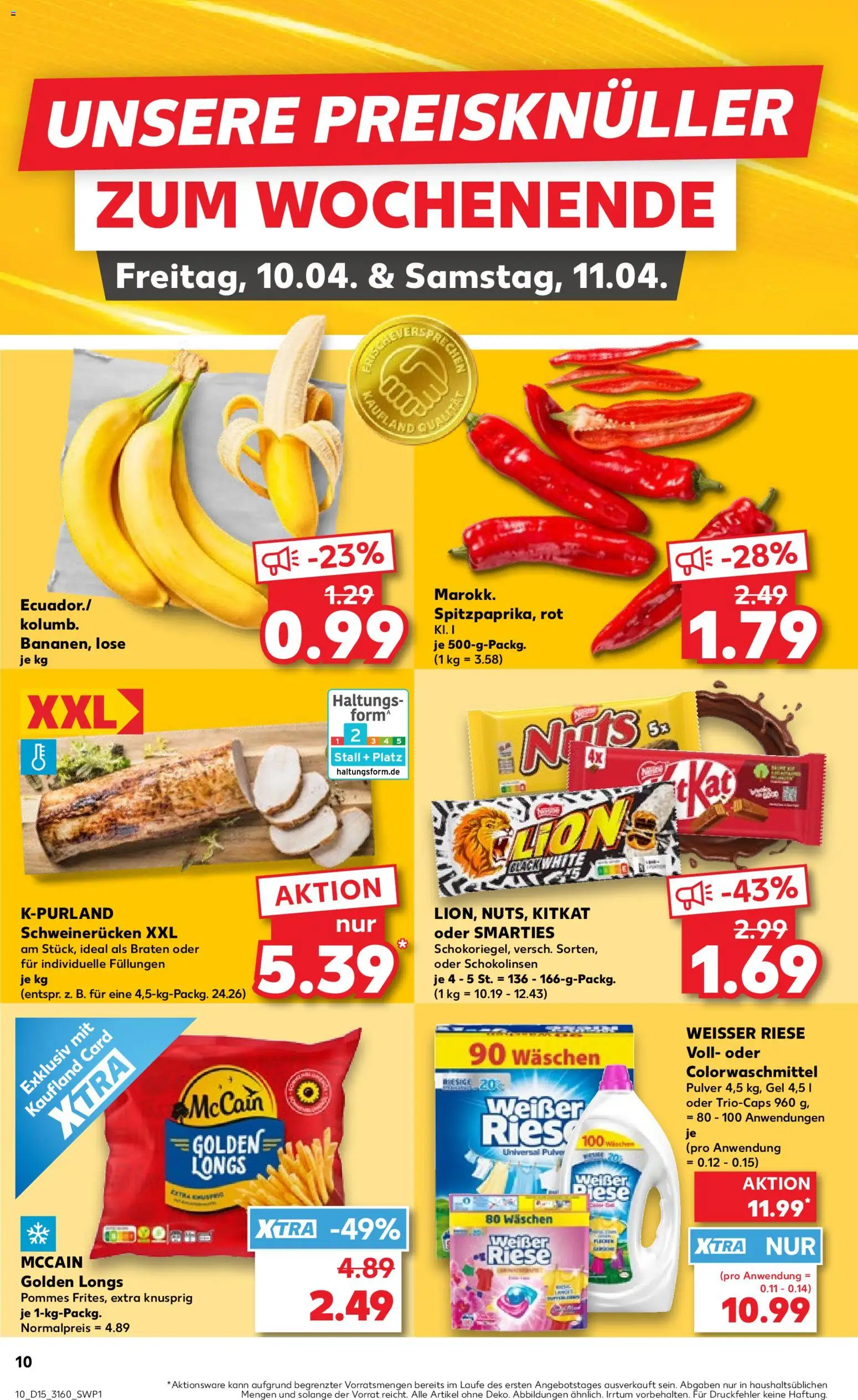 Kaufland Prospekt – gültig ab 09.04.2026 | Seite: 10 | Produkte: Smarties, Pommes, McCain, Schweinerucken