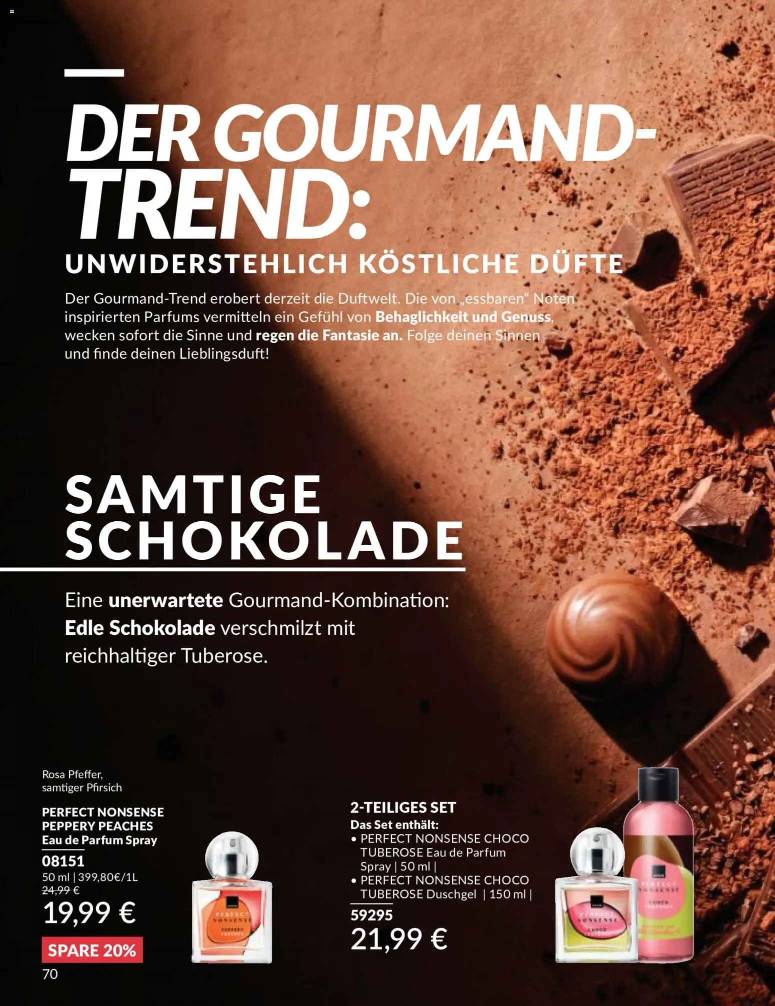 AVON Katalog Mai 2026 – gültig ab 01.05.2026 | Seite: 84 | Produkte: Schokolade, Duschgel, Pfirsich, Eau de Parfum