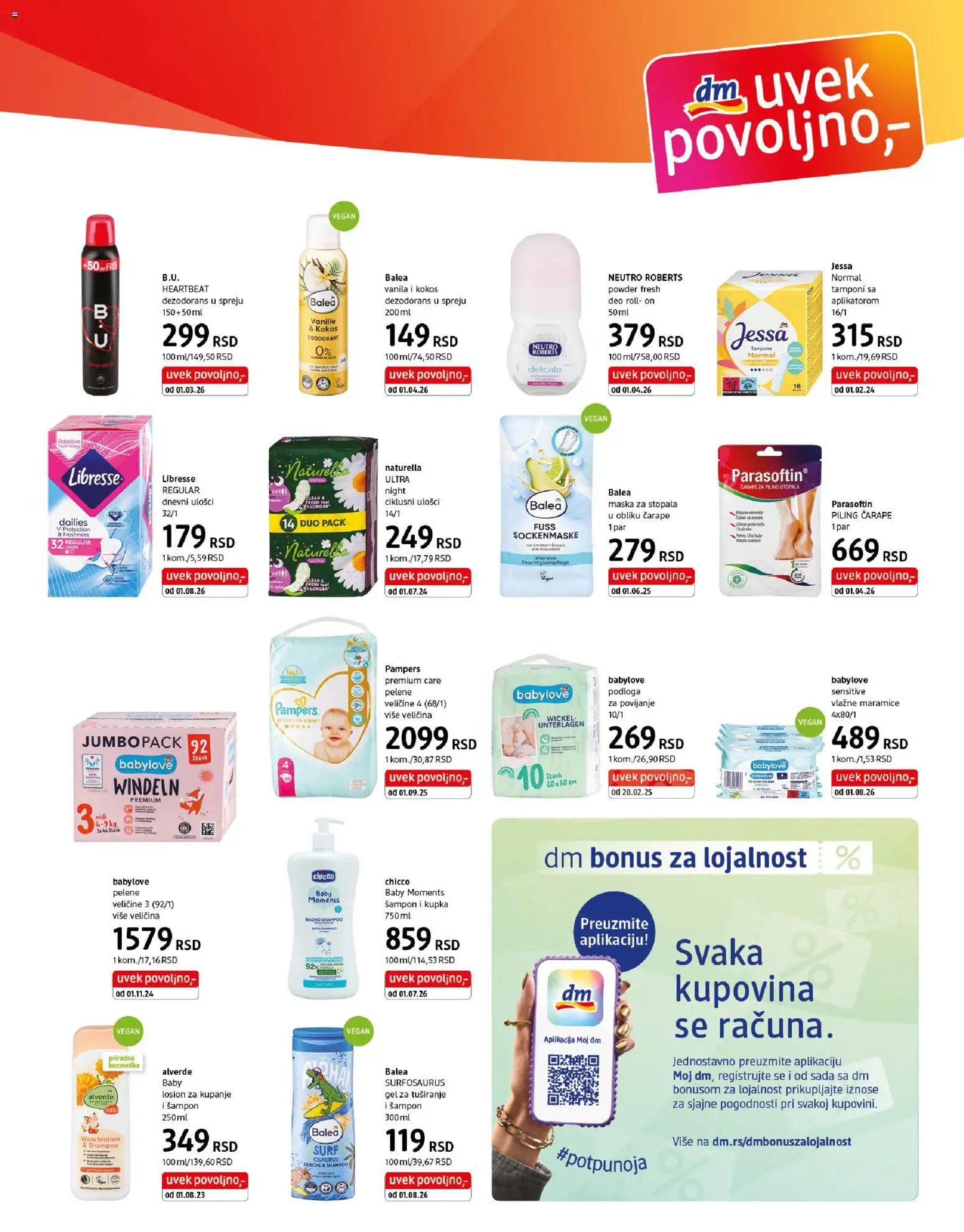 DM Drogerie katalog - važi od 16.08.2026 | Strana: 5 | Proizvode: Maramice, Kokos, Čarape, Dezodorans