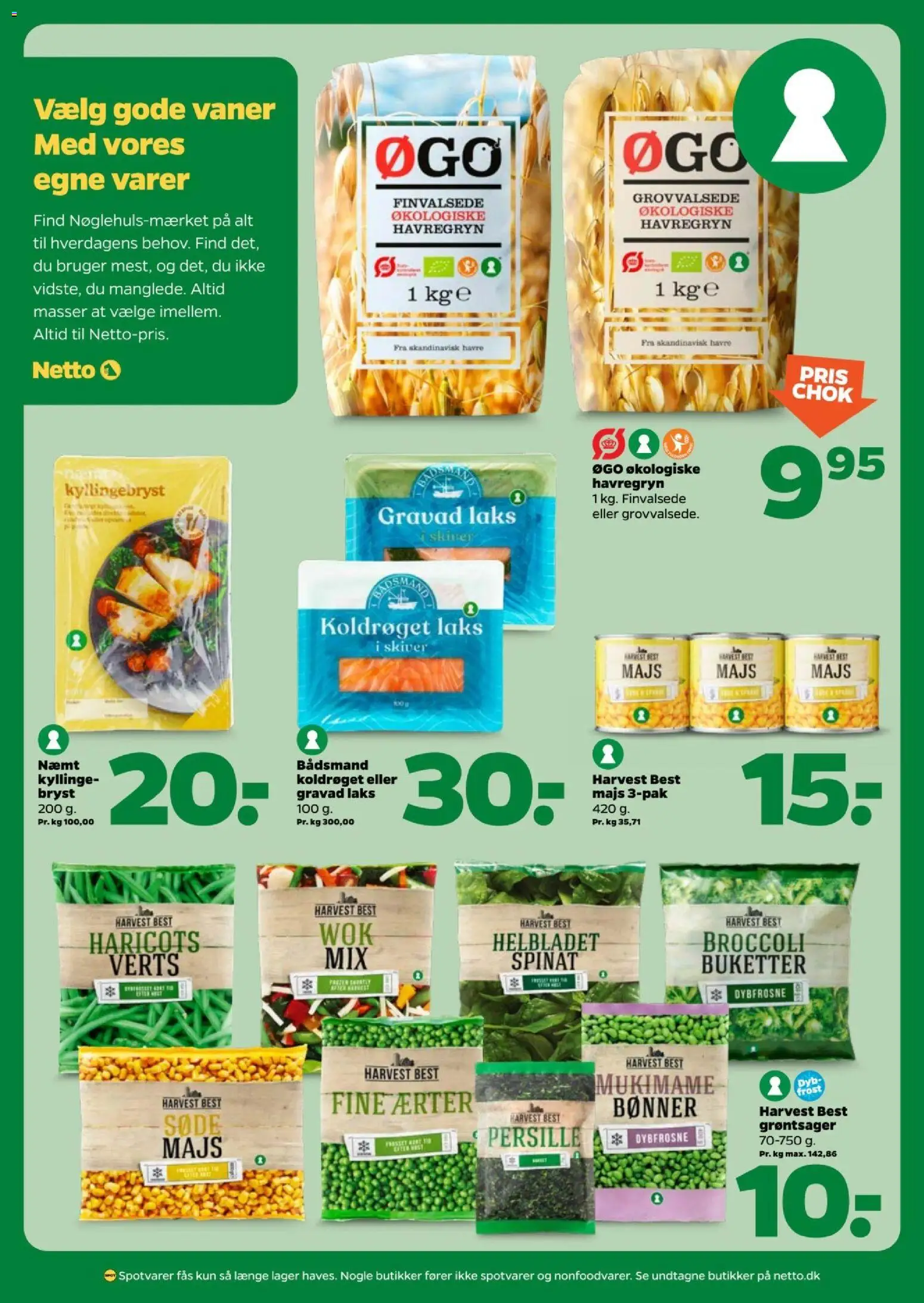 Netto tilbudsavis – gyldig fra 22/08/2026 | Side: 14 | Produkter: Bønner, Havregryn, Spinat, Laks