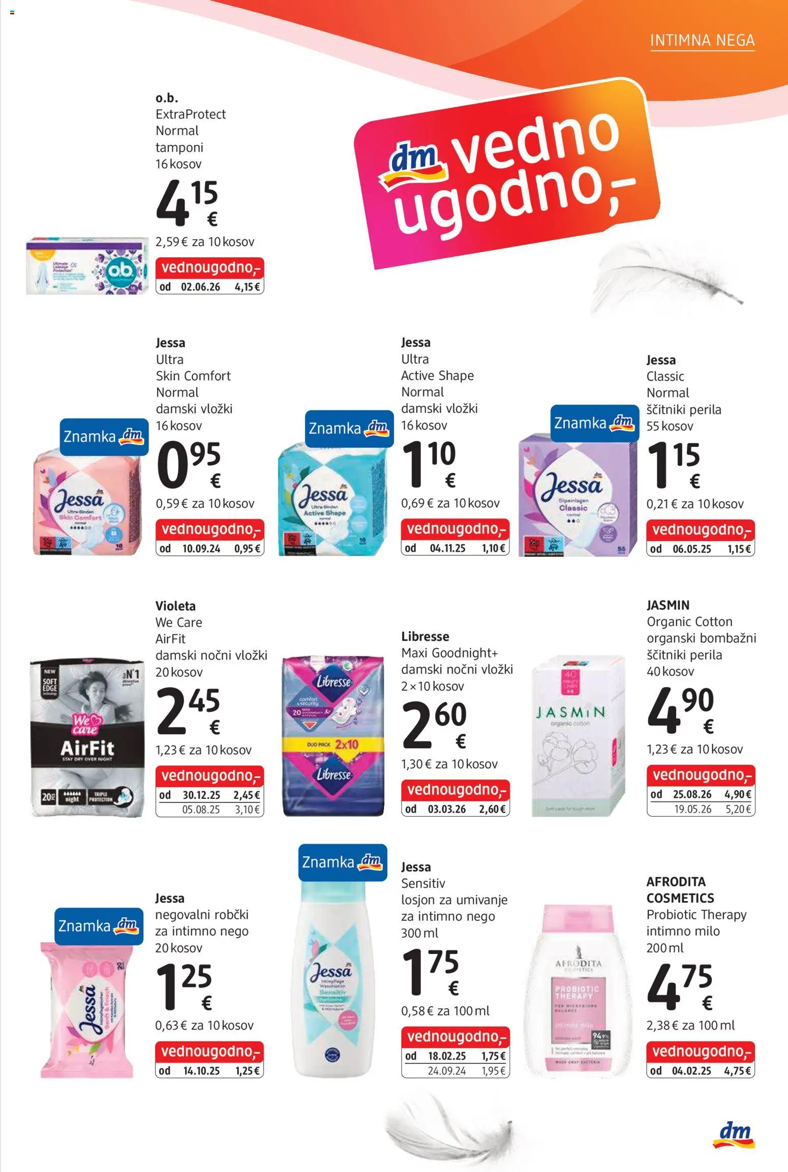 Novi DM Drogerie Markt katalog ponudbe – veljaven od 01.09.2026 | Stran: 7 | Izdelki: Intimno milo, Vložki, Robčki, Milo