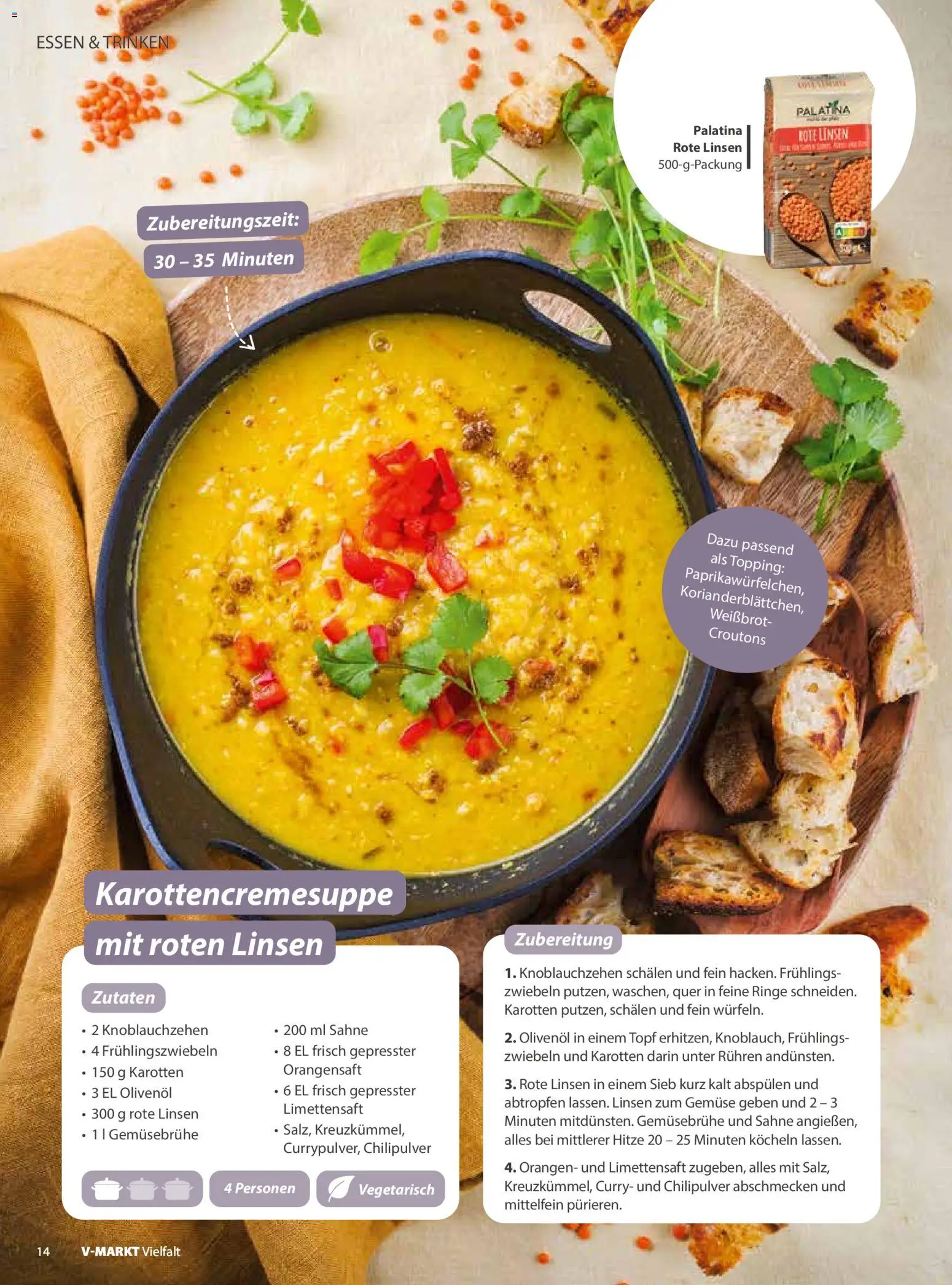 V-Markt Vielfalt Mai / Juni – gültig ab 01.05.2026 | Seite: 14 | Produkte: Olivenol, Orangensaft, Gemüse, Sahne