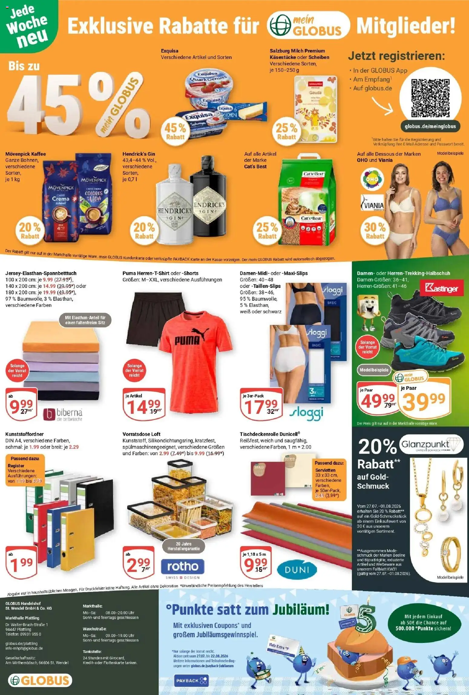 Globus Prospekt Plattling – gültig ab 20.07.2026 | Seite: 27 | Produkte: Milch, Kaffee, Telefon, Uhr