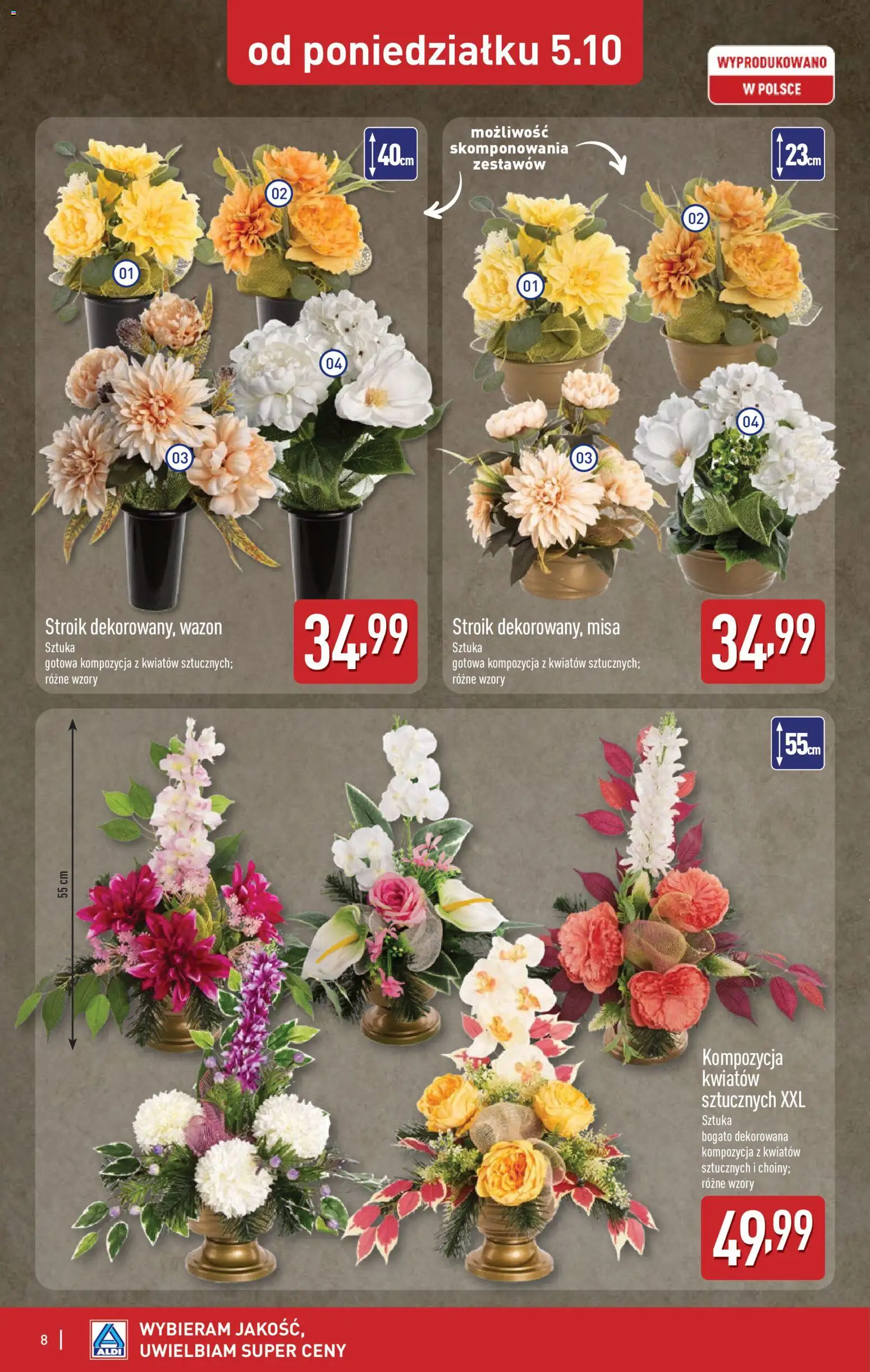 Aldi gazetka - Znicze i stroiki od 05.10.2026 | Strona: 8 | Produkty: Wazon