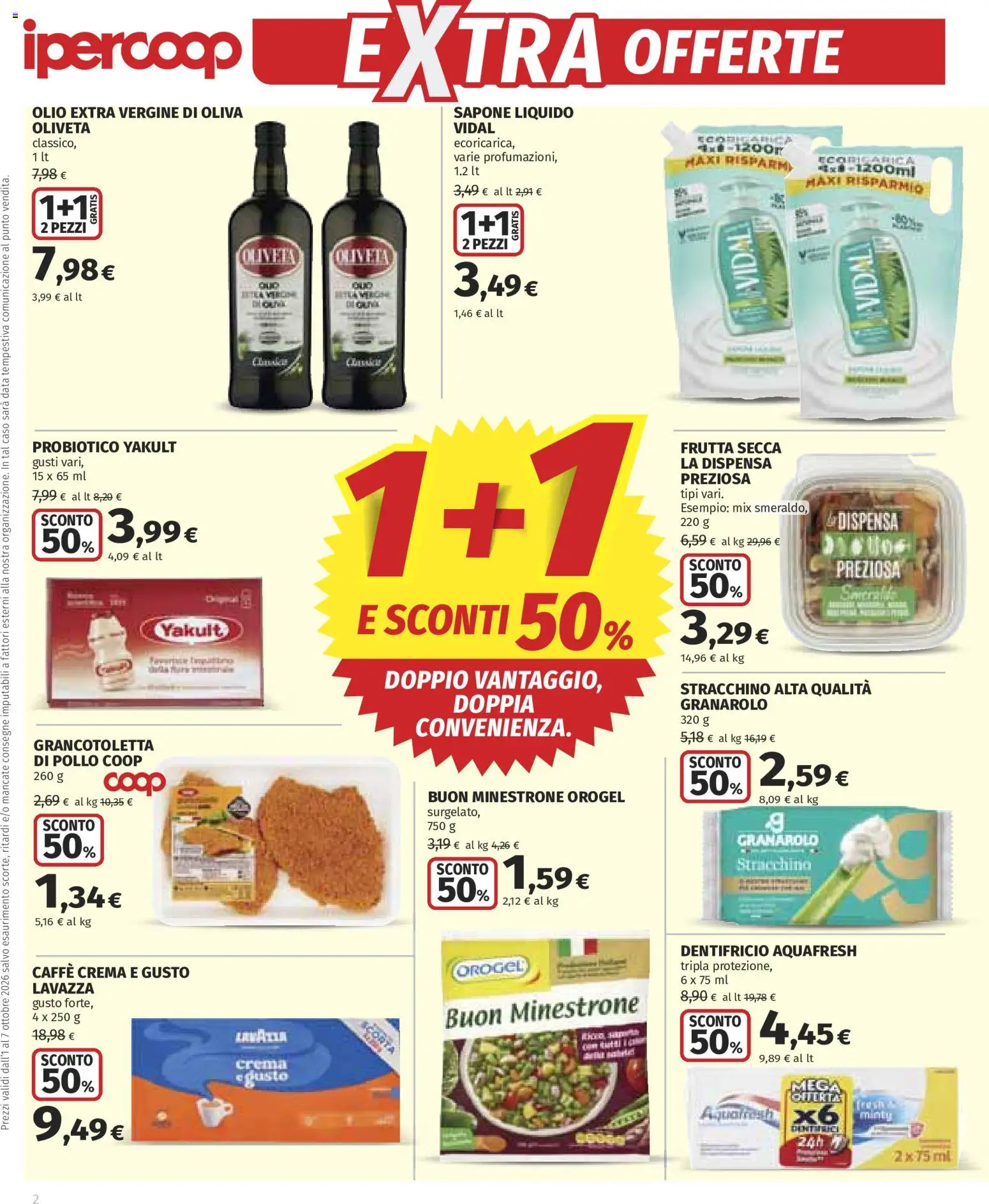 Volantino Ipercoop del 01/10/2026 | Pagina: 2 | Prodotti: Minestrone, Sapone, Frutta, Olio