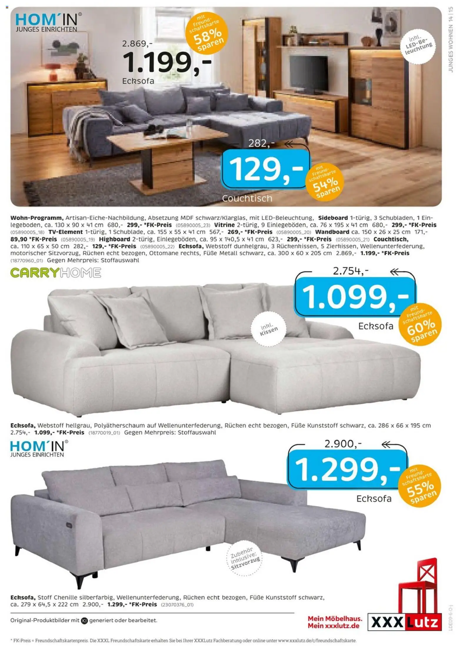 XXXLutz Junges Wohnen – gültig ab 29.08.2026 | Seite: 15 | Produkte: Sideboard, Ecksofa, Vitrine, Couchtisch