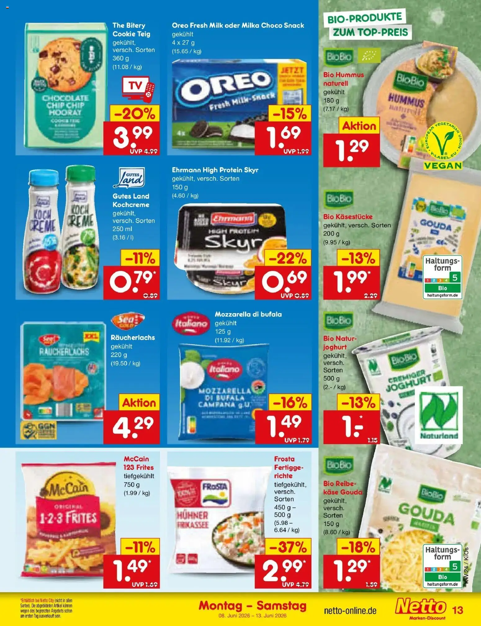 Netto Marken-Discount Prospekt Oberhaid – gültig ab 08.06.2026 | Seite: 21 | Produkte: Mozzarella, Gouda, Frosta, TV