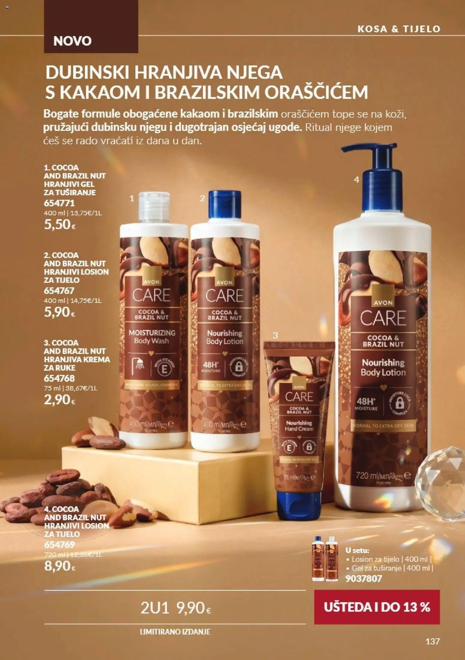 Avon katalog | vrijedi od 01.11.2026 | Stranica: 137 | Proizvodi: Gel za tuširanje, Krema, Losion za tijelo