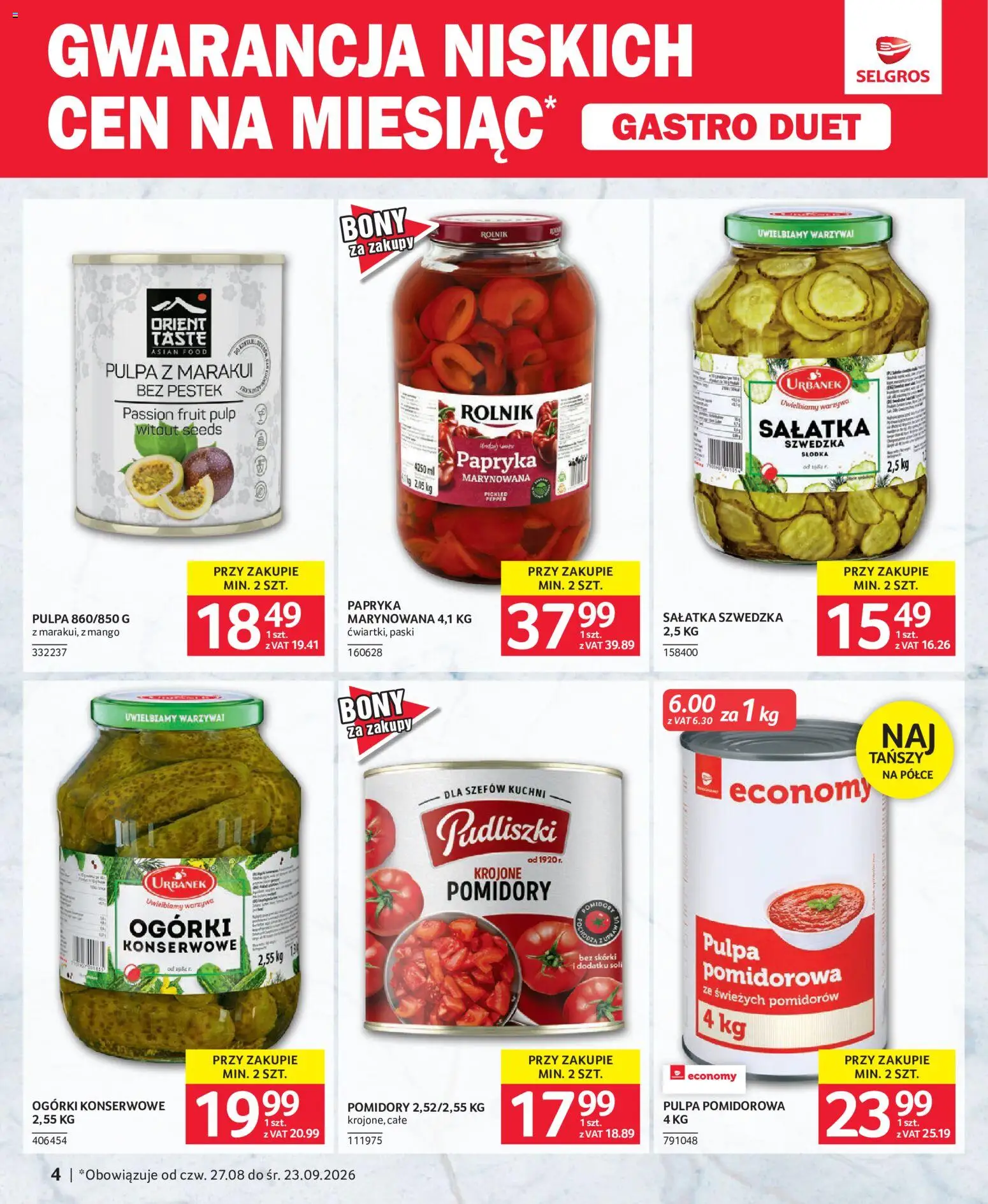 Selgros cash&carry gazetka - Duet od 27.08.2026 | Strona: 4 | Produkty: Mango, Papryka, Pomidory, Ogórki