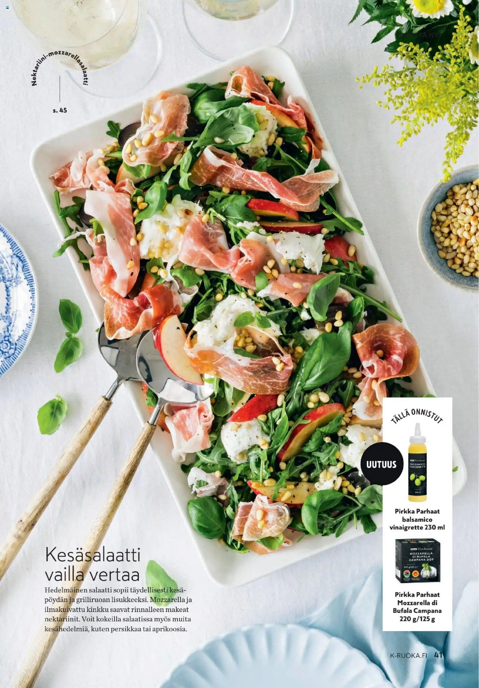 K-Citymarket tarjoukset - K-Ruoka – voimassa 10.06.2026 alkaen | Sivu: 41 | Tuotteet: Ilmakuivattu kinkku, Nektariini, Balsamico, Salaatti