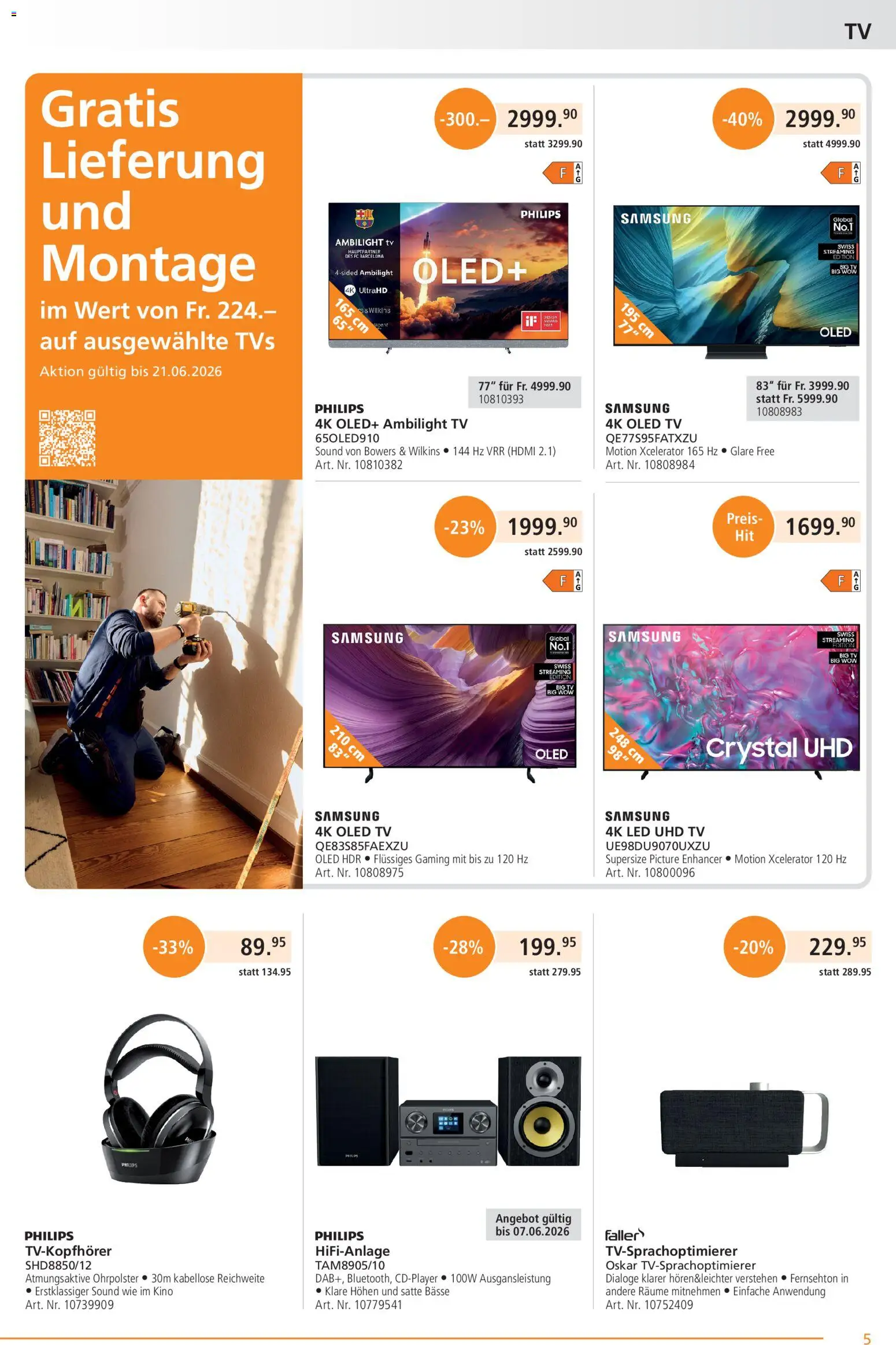 Fust aktionen – gültig ab 26.05.2026 | Seite: 5 | Produkte: TV, Samsung, Philips