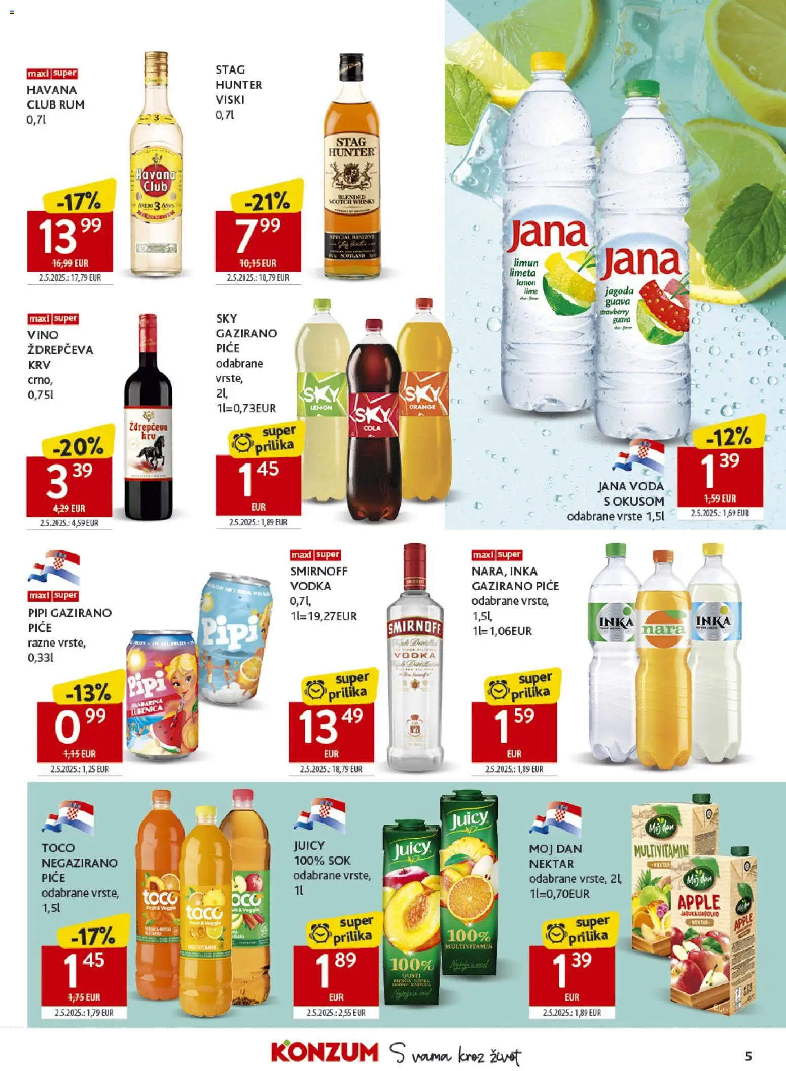 Konzum katalog | vrijedi od 06.05.2026 | Stranica: 5 | Proizvodi: Vino, Limun, Rum, Lubenica