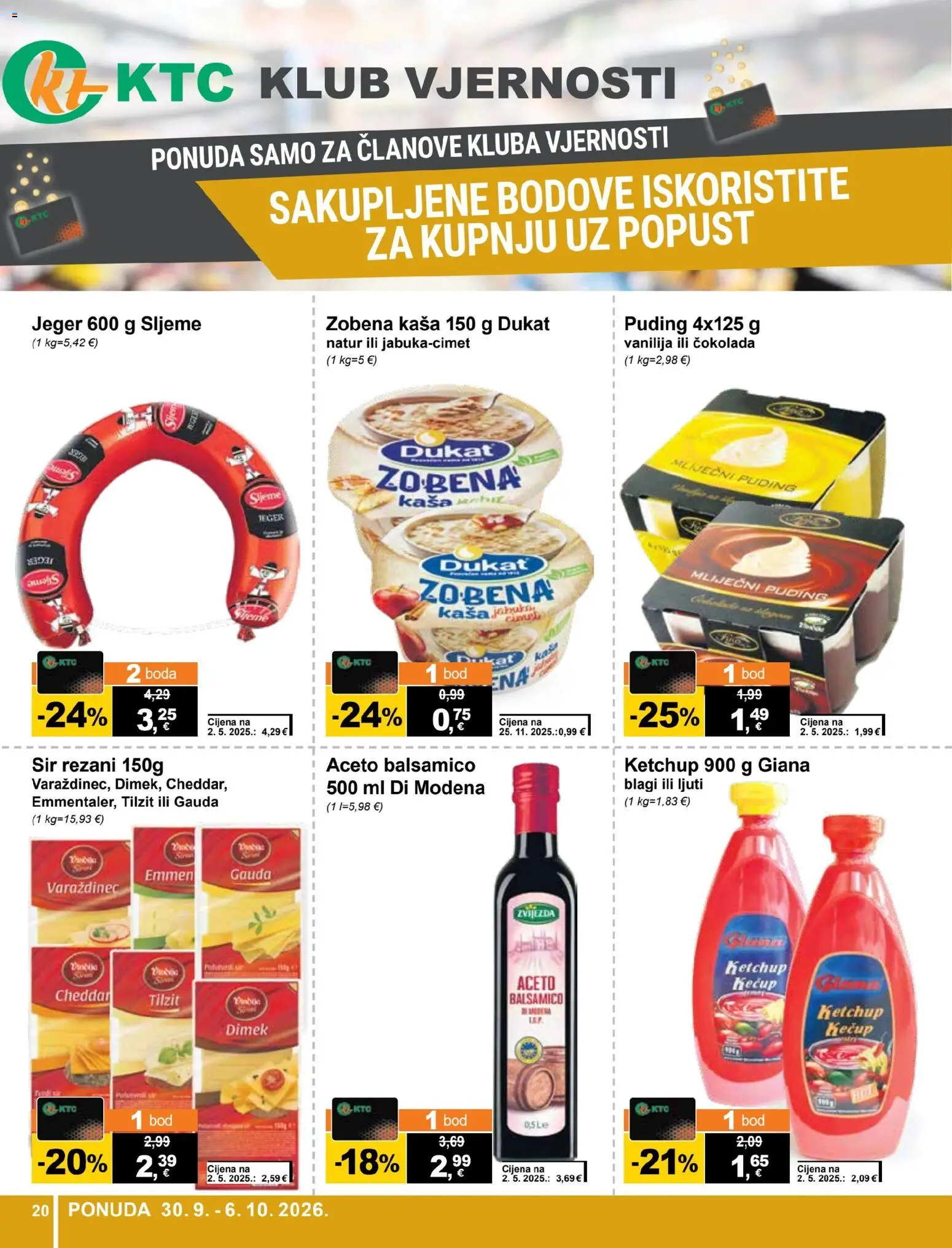 KTC katalog | vrijedi od 30.09.2026 | Stranica: 20 | Proizvodi: Jeger, Gauda, Sir, Balsamico