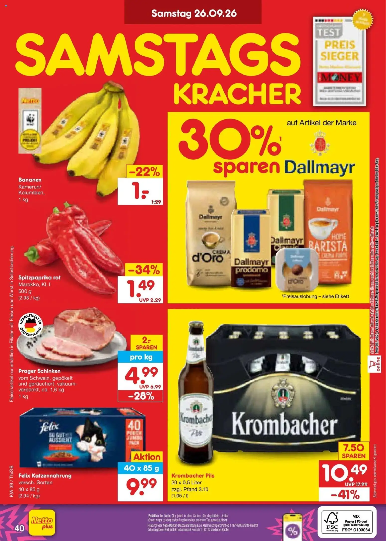 Netto Marken-Discount Prospekt Pirna – gültig ab 21.09.2026 | Seite: 56 | Produkte: Bilder, Wurst, Krombacher, Schinken