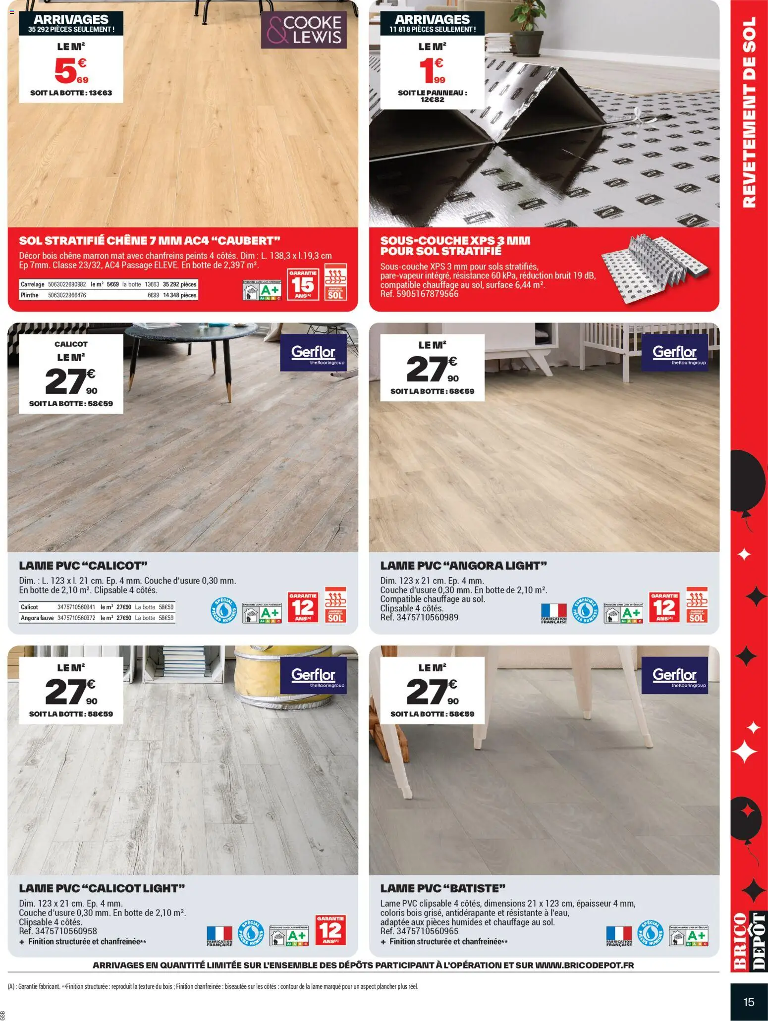 {H1} | Page: 15 | Produits: Sol stratifié, Thé, Carrelage, Batiste