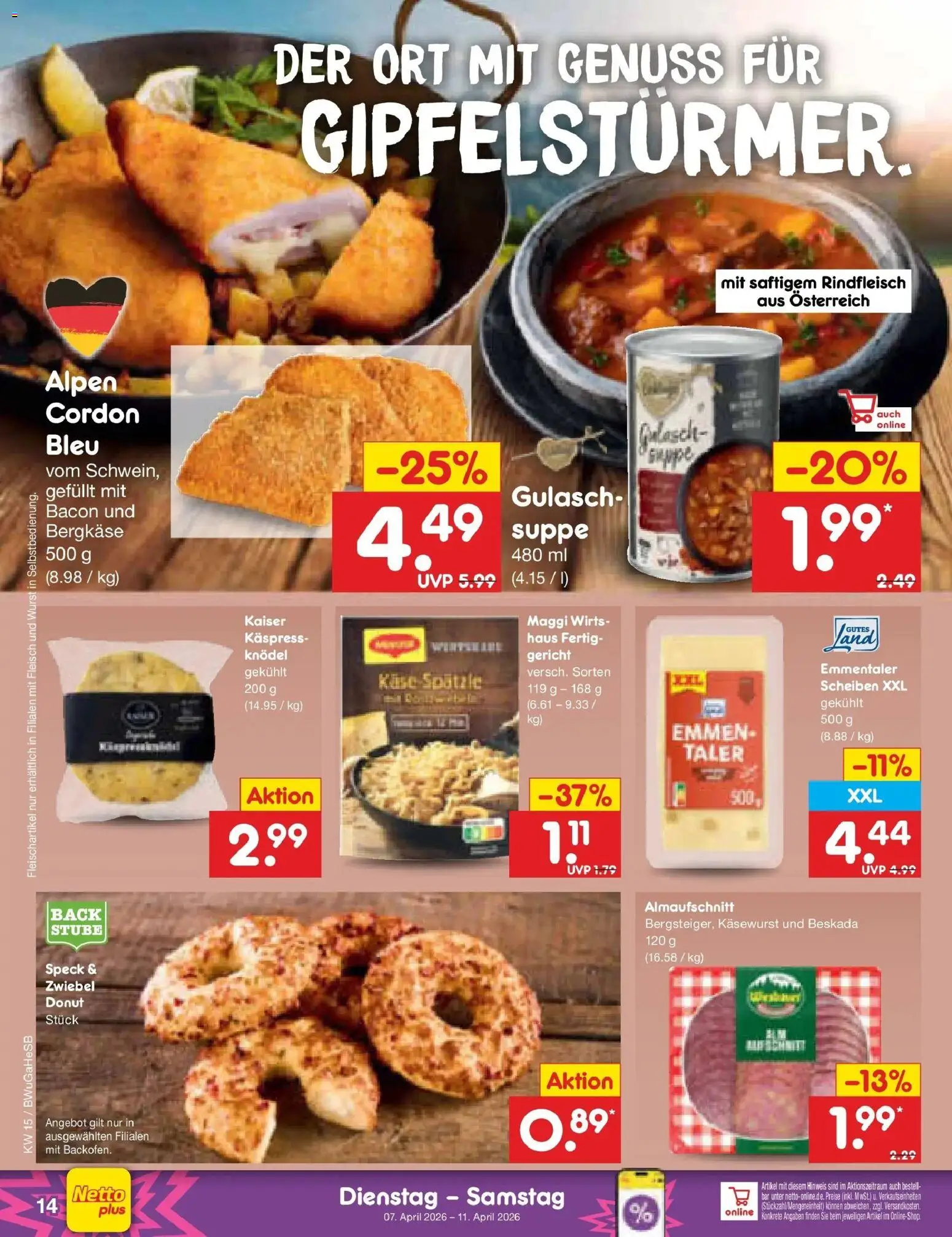 Netto Marken-Discount Prospekt Hamburg	 – gültig ab 07.04.2026 | Seite: 16 | Produkte: Maggi, Käse, Gulasch, Fleisch