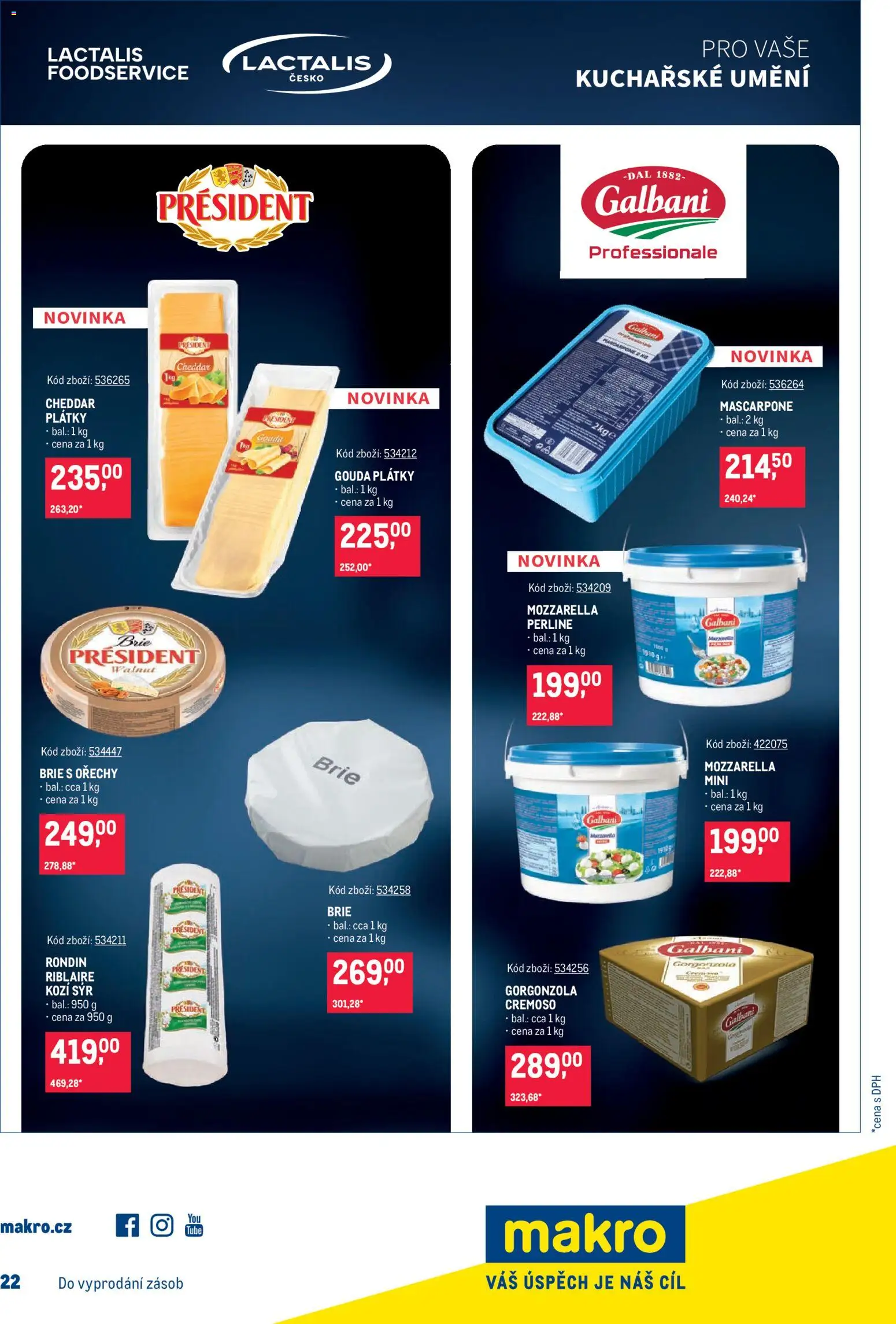 Makro leták - Gastronomie od 07.10.2026 | Strana: 27 | Produkty: Gouda, Gorgonzola, Mozzarella, Cheddar