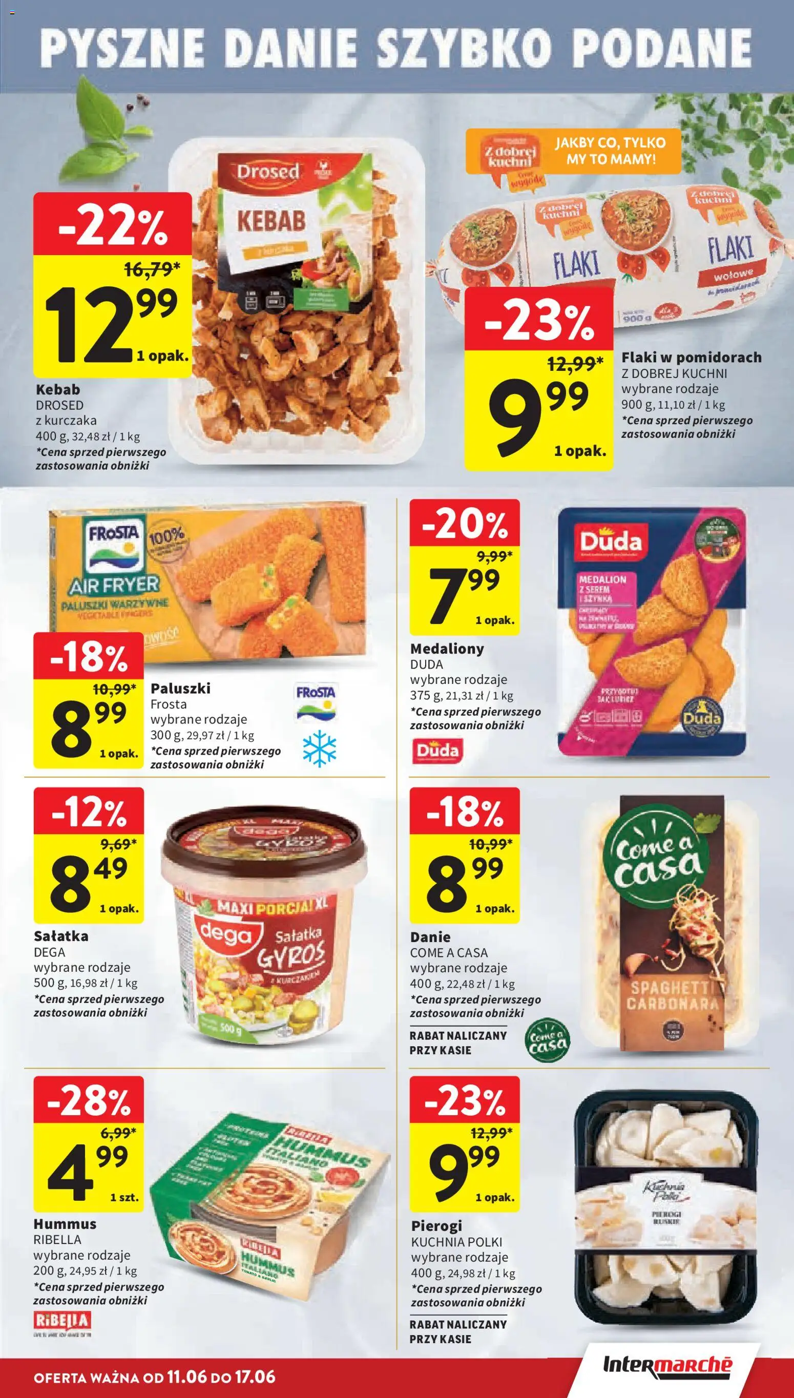 Intermarche gazetka od 11.06.2026 | Strona: 27 | Produkty: Carbonara, Pierogi, Hummus, Flaki wołowe