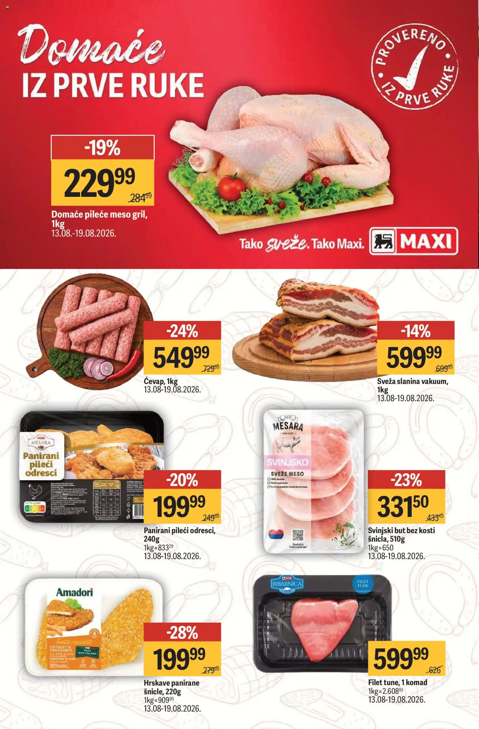 Maxi katalog - važi od 13.08.2026 | Strana: 6 | Proizvode: Pileće meso, Filet, Meso, Slanina