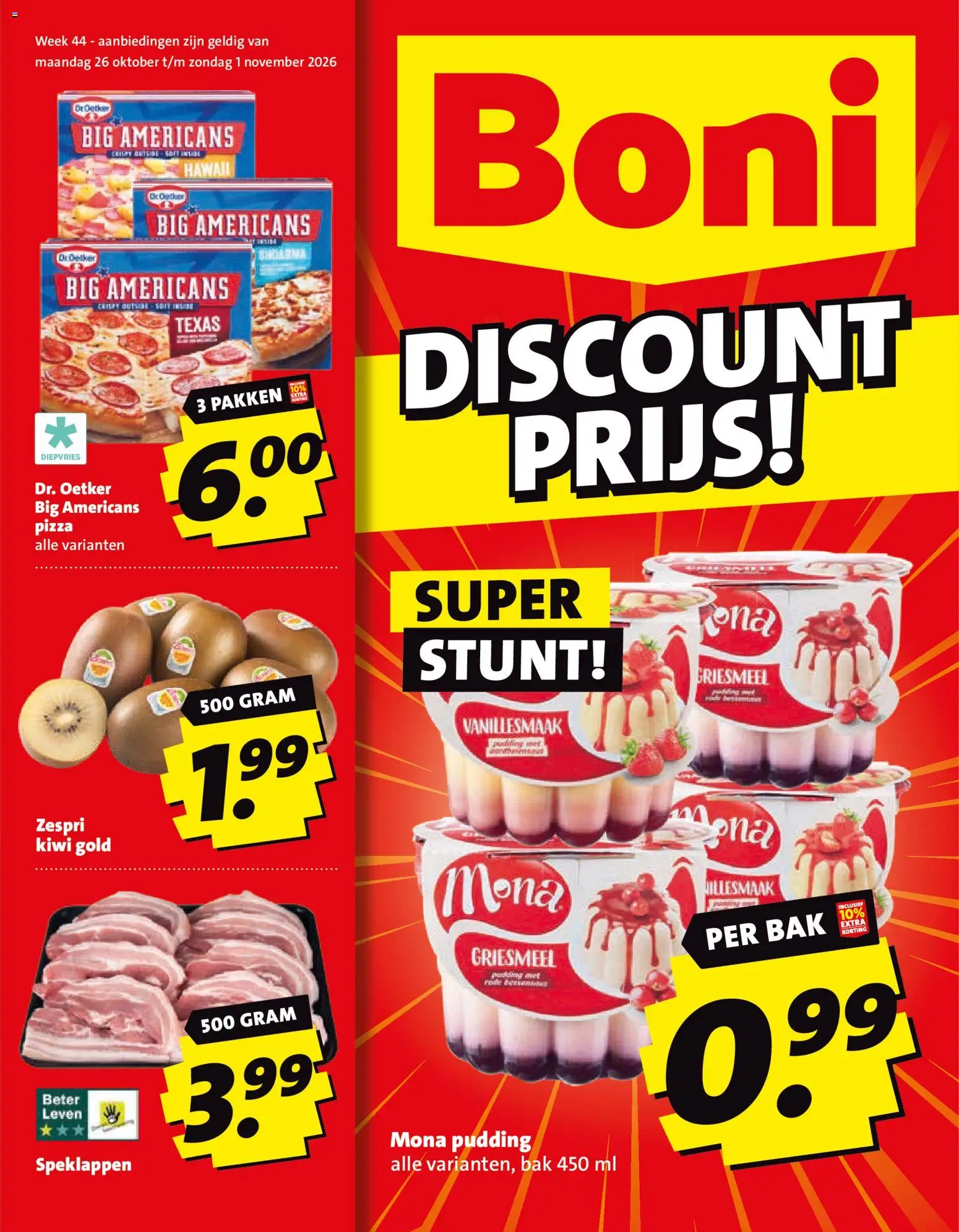 {H1} | Pagina: 1 | Producten: Pizza, Griesmeel, Kiwi, Pudding