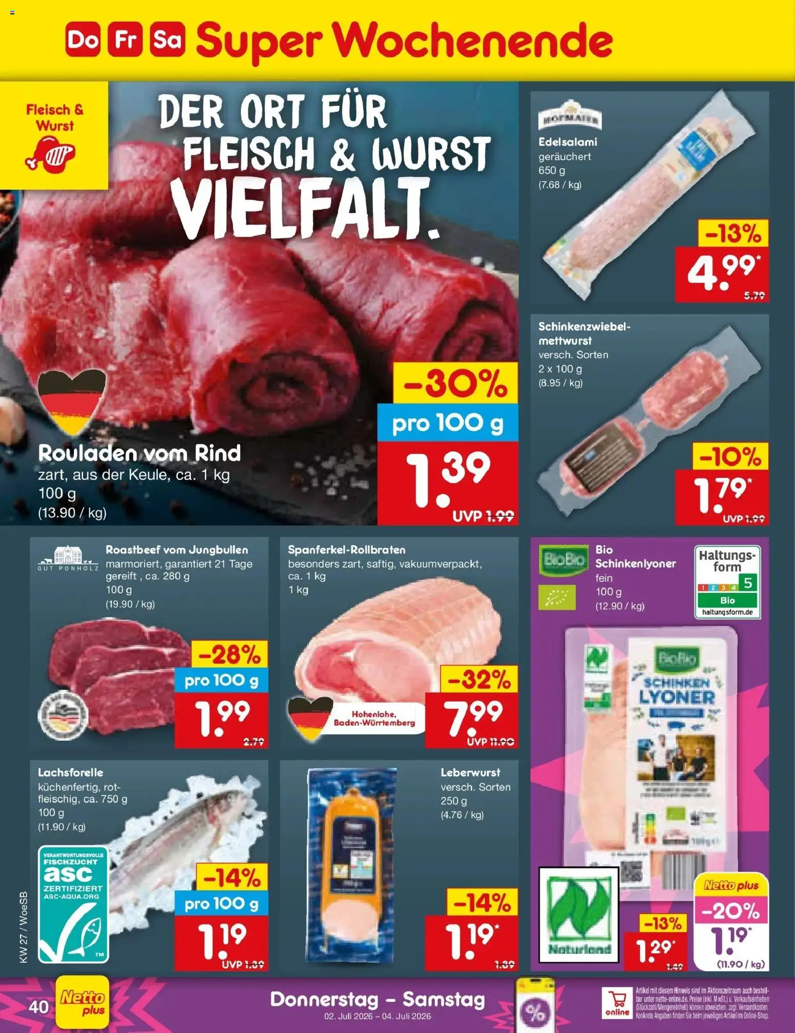 Netto Marken-Discount Prospekt Katzweiler – gültig ab 29.06.2026 | Seite: 58 | Produkte: Roastbeef, Wurst, Schinken, Fleisch