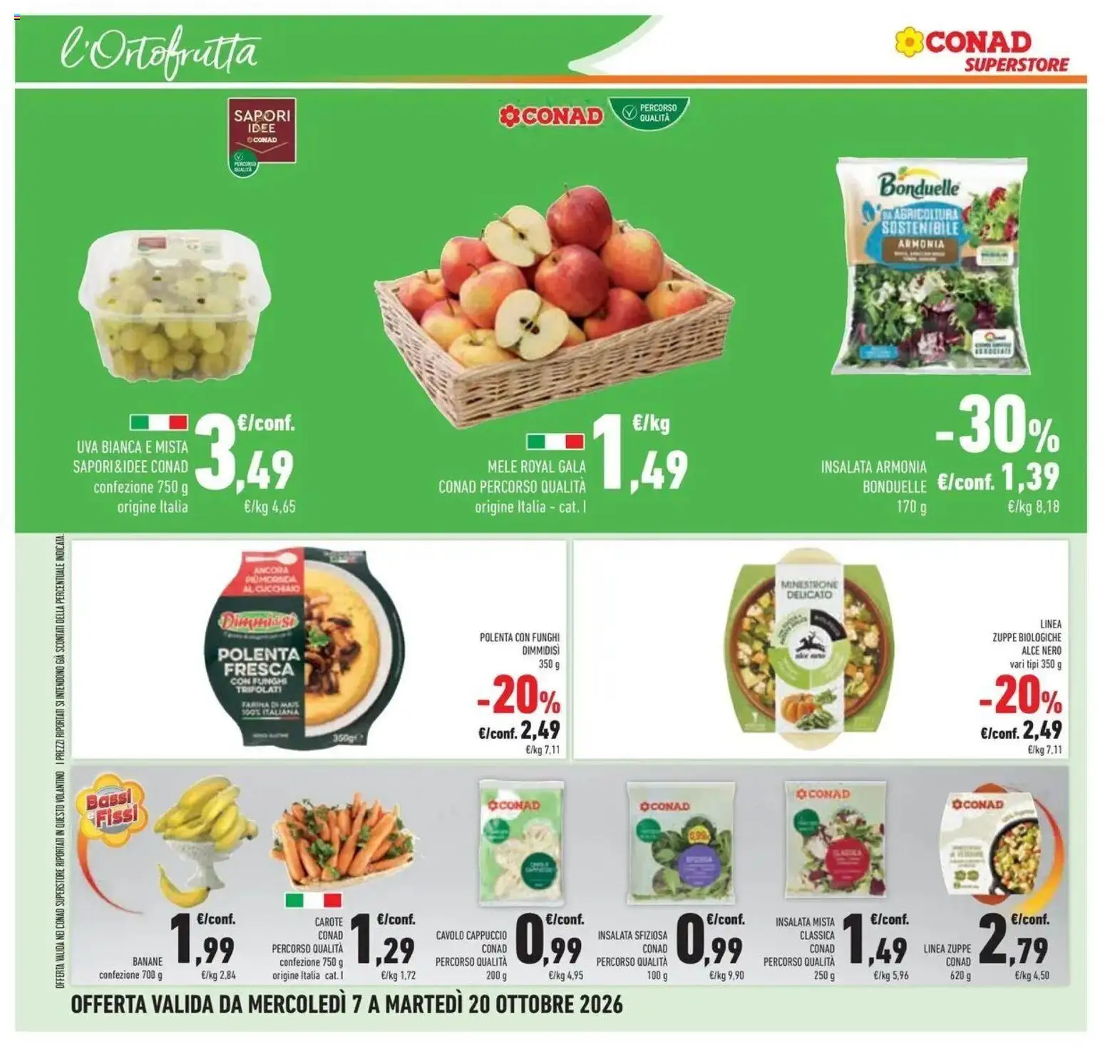 Volantino Conad del 07/10/2026 | Pagina: 20 | Prodotti: Zuppe, Insalata, Funghi, Cappuccio