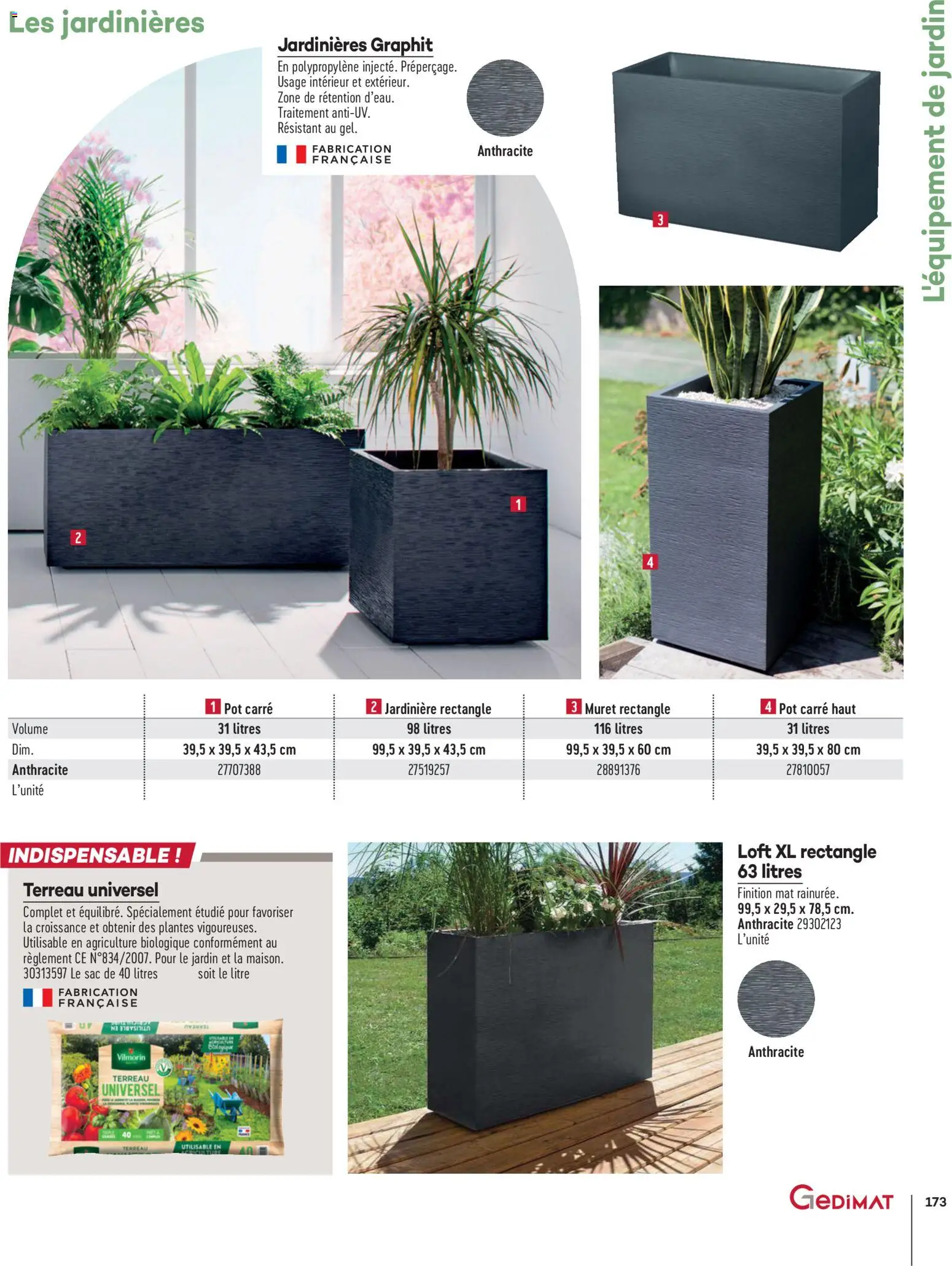 {H1} | Page: 173 | Produits: Sac, Terreau Universel, Plantes, Terreau