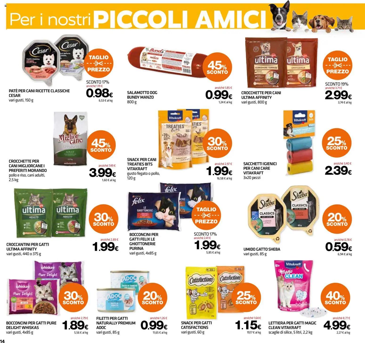 Volantino Superconti del 24/09/2026 | Pagina: 14 | Prodotti: Lettiera per gatti, Pollo, Manzo, Fegato