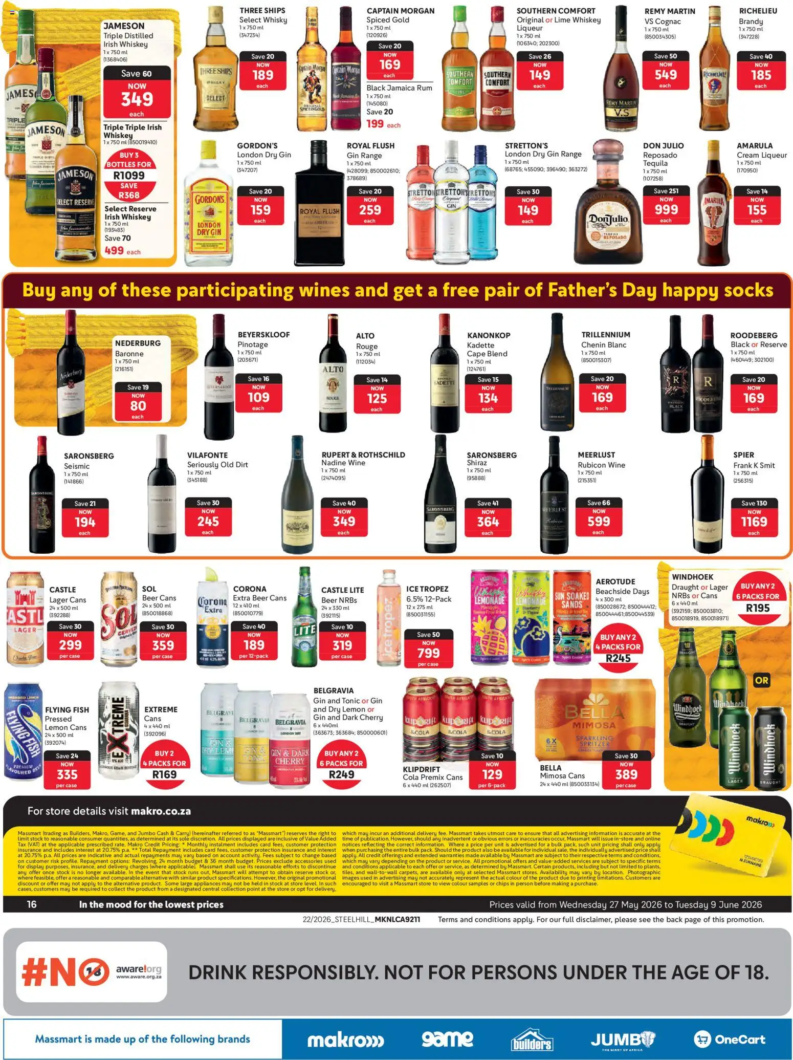 New Makro catalogue – valid from 27.05.2026 | Page: 16 | Products: Beer, Fish, Gin, Whiskey