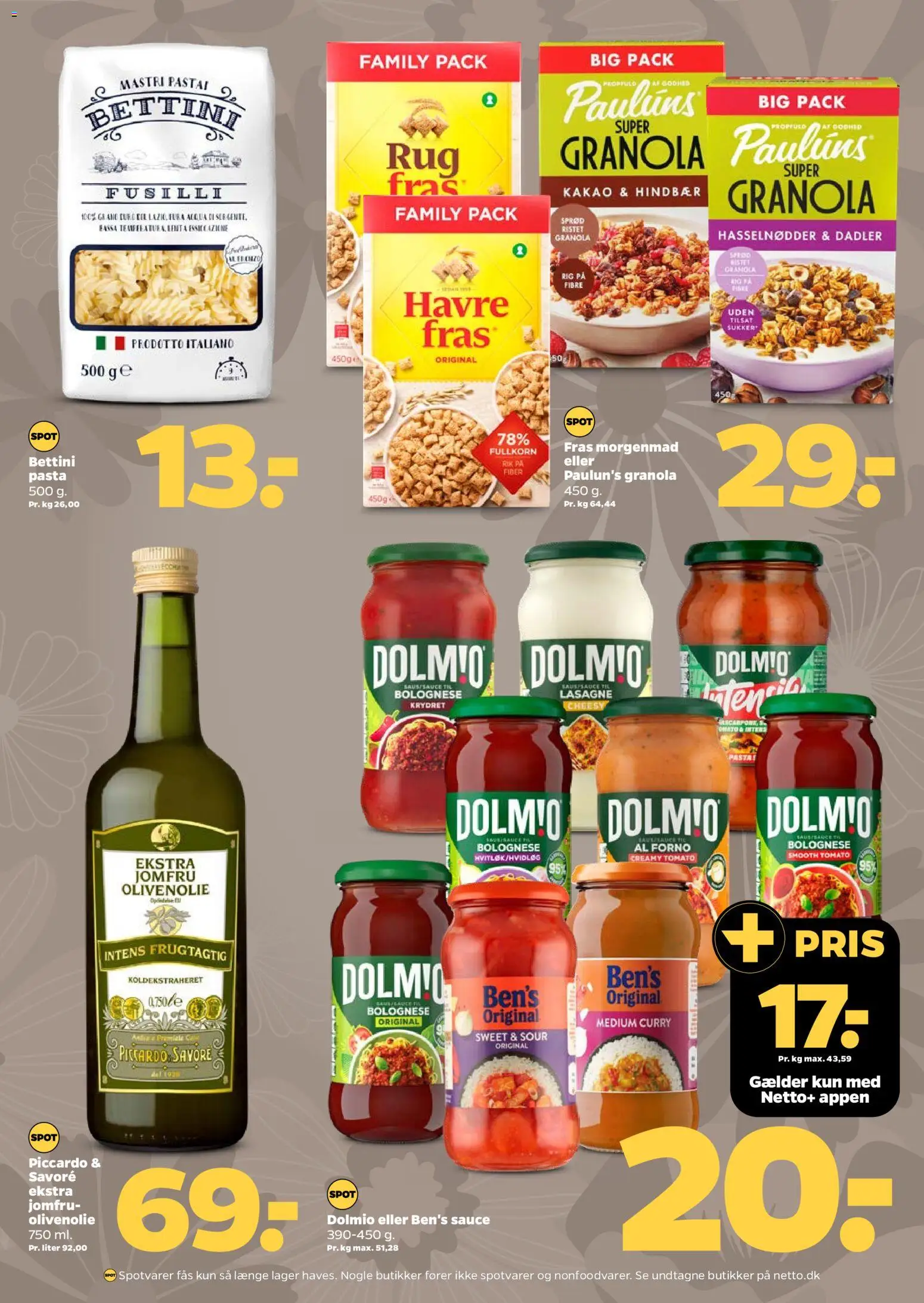 Netto tilbudsavis – gyldig fra 18/07/2026 | Side: 16 | Produkter: Pasta, Hasselnødder, Dadler, Olivenolie