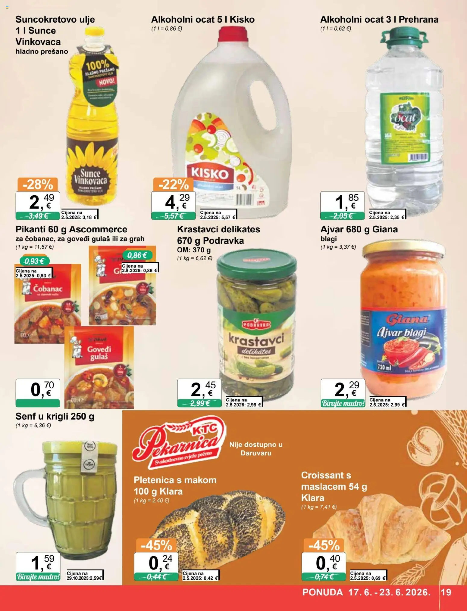 KTC katalog | vrijedi od 17.06.2026 | Stranica: 19 | Proizvodi: Alkoholni ocat, Ulje, Grah, Podravka