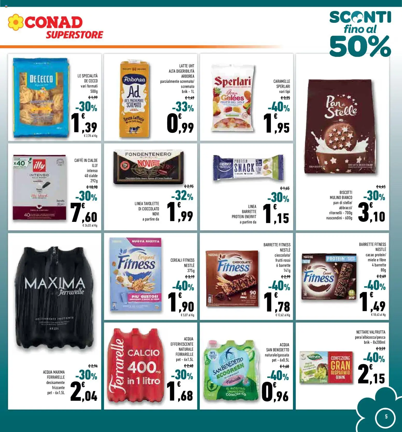 Volantino Conad del 11.03.2026 | Pagina: 5 | Prodotti: Caffè, Cereali, Acqua, Cacao