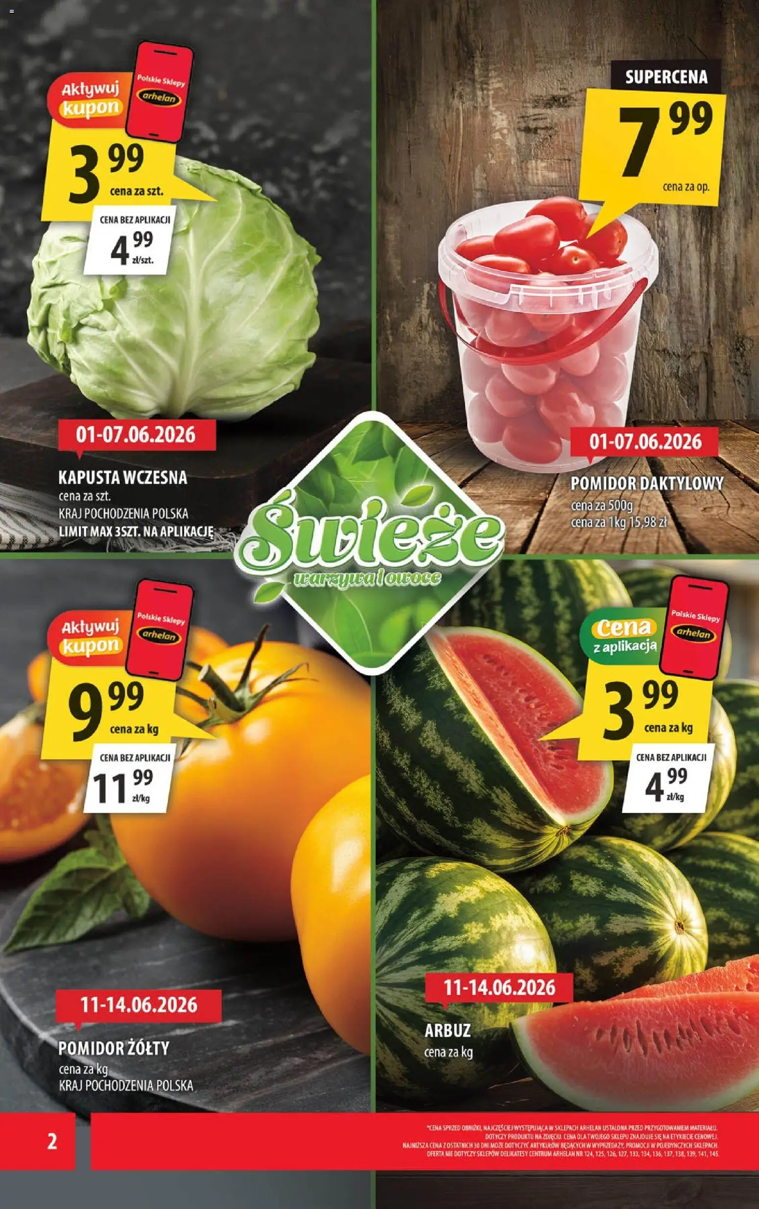 Arhelan gazetka od 01.06.2026 | Strona: 2 | Produkty: Kapusta, Arbuz, Delikatesy, Owoce