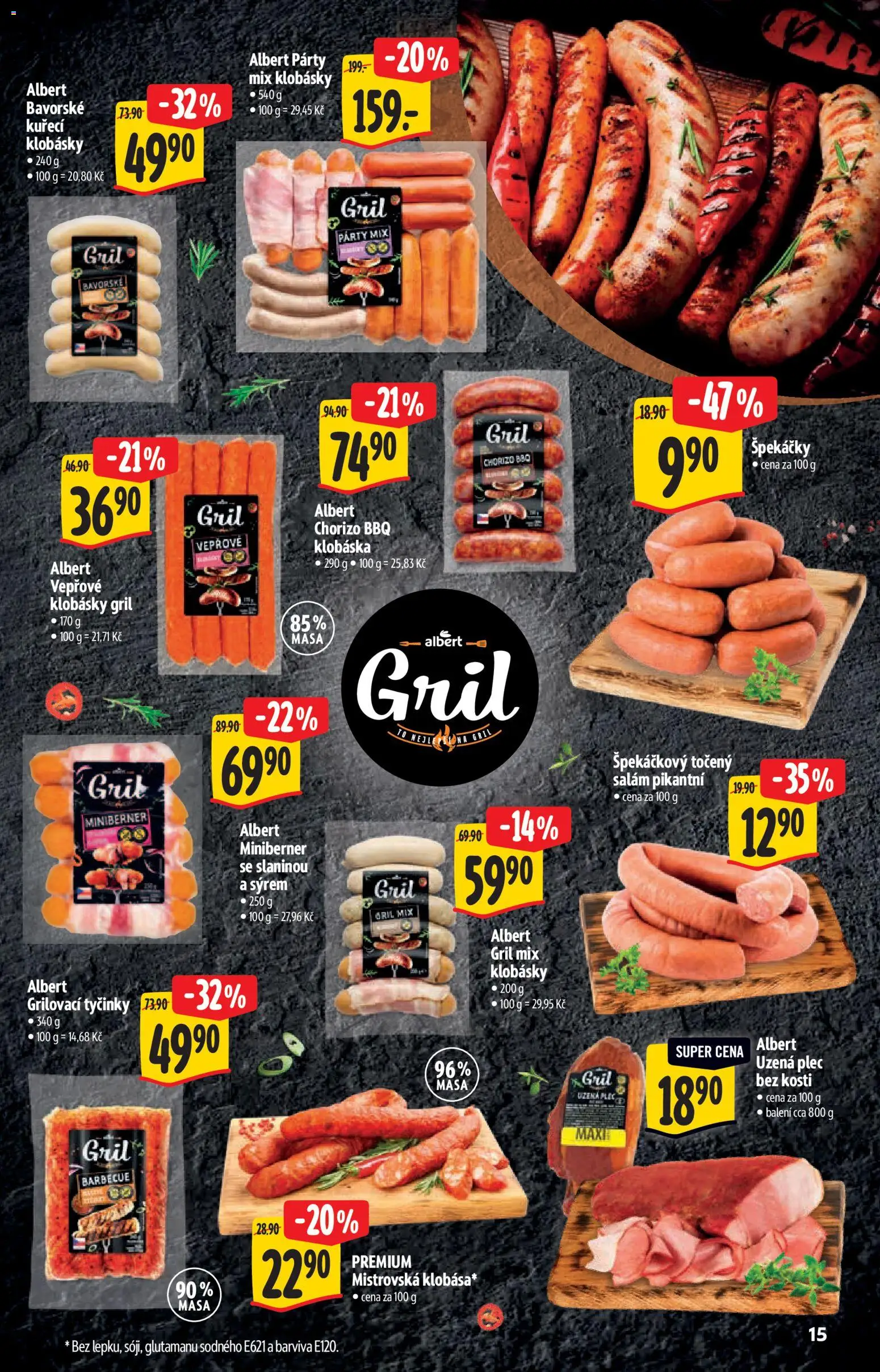 Albert katalog - Hypermarket od 15.07.2026 | Strana: 15 | Produkty: Salám, Tyčinky, Gril, Klobásky