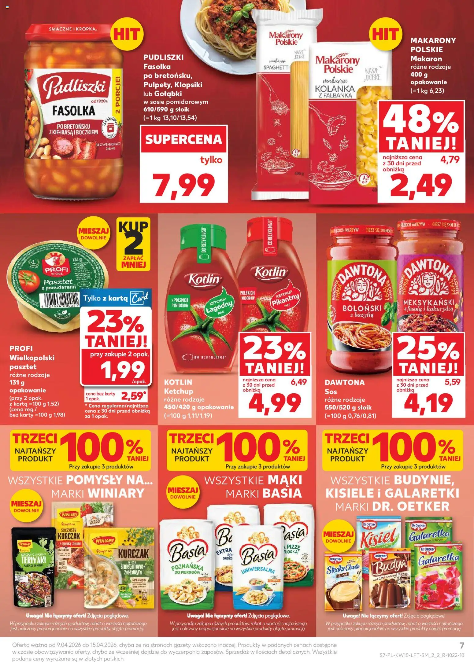 Kaufland gazetka od 09.04.2026 | Strona: 7 | Produkty: Kurczak, Ketchup, Klopsiki, Makaron
