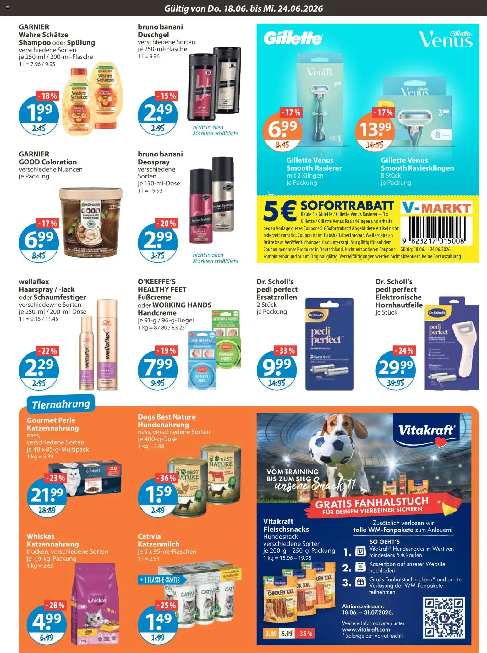 V-Markt Angebote – gültig ab 18.06.2026 | Seite: 11 | Produkte: Rasierer, Spülung, Haarspray, Whiskas