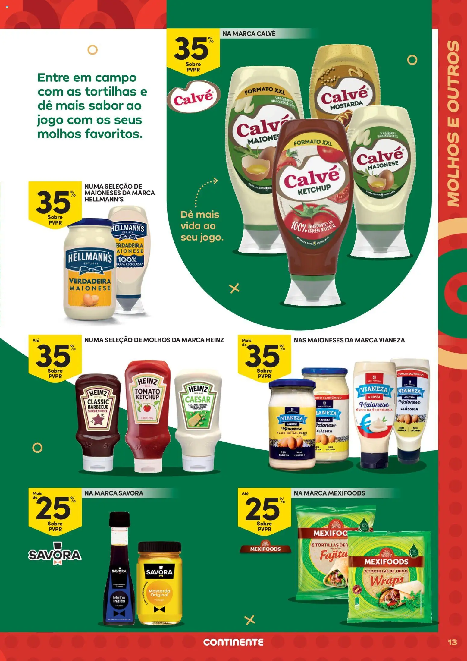 Continente - Futebol Alimenta a fome de vencer │ válido de 09.06.2026 | Página: 13 | Produtos: Molho inglês, Sal, Maionese, Ketchup