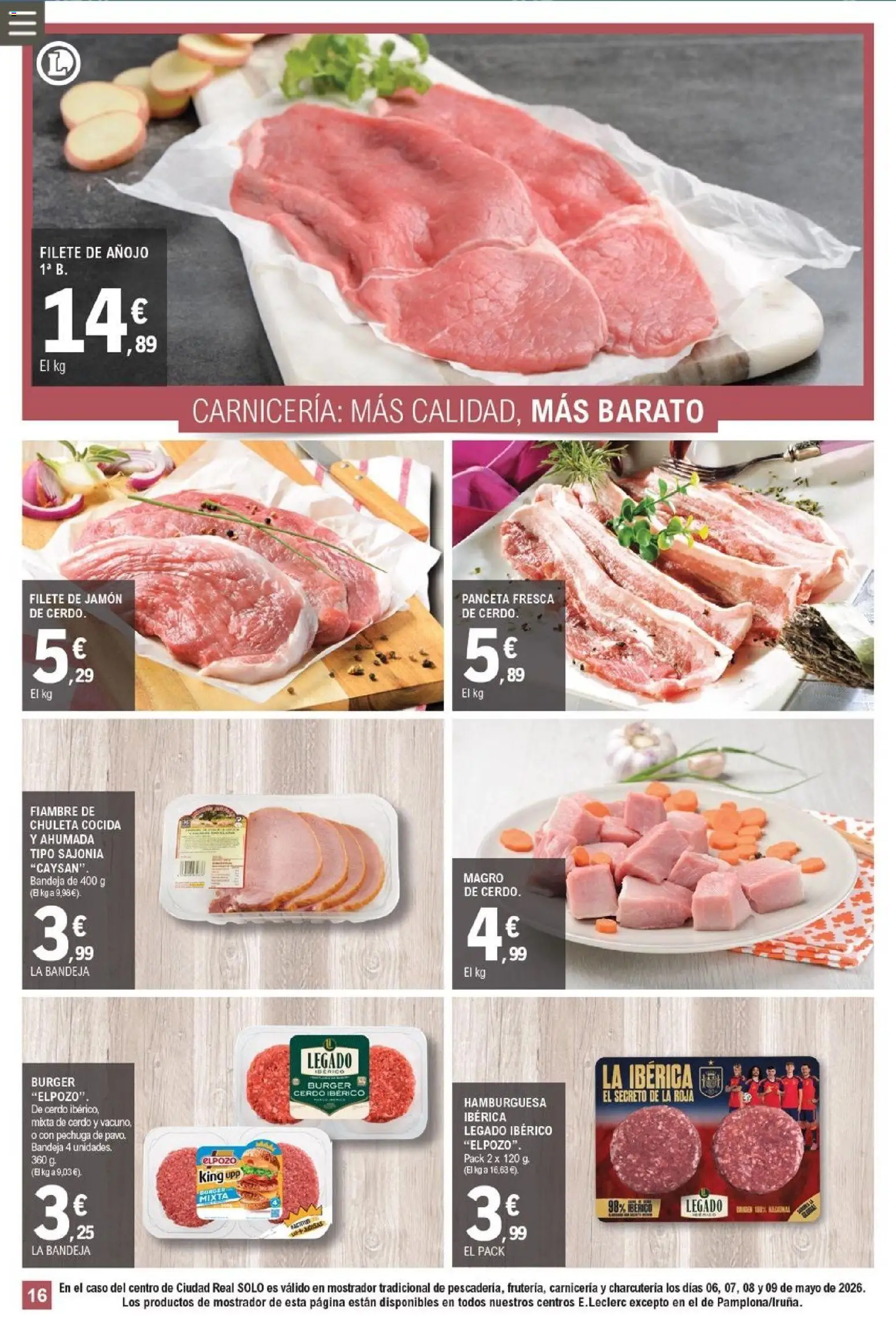 E.Leclerc folleto │ válido desde el 04.05.2026 | Página: 16 | Productos: Ηλεκτρικός φούρνος, Cerdo, Filete, Σοκολατούχο γάλα