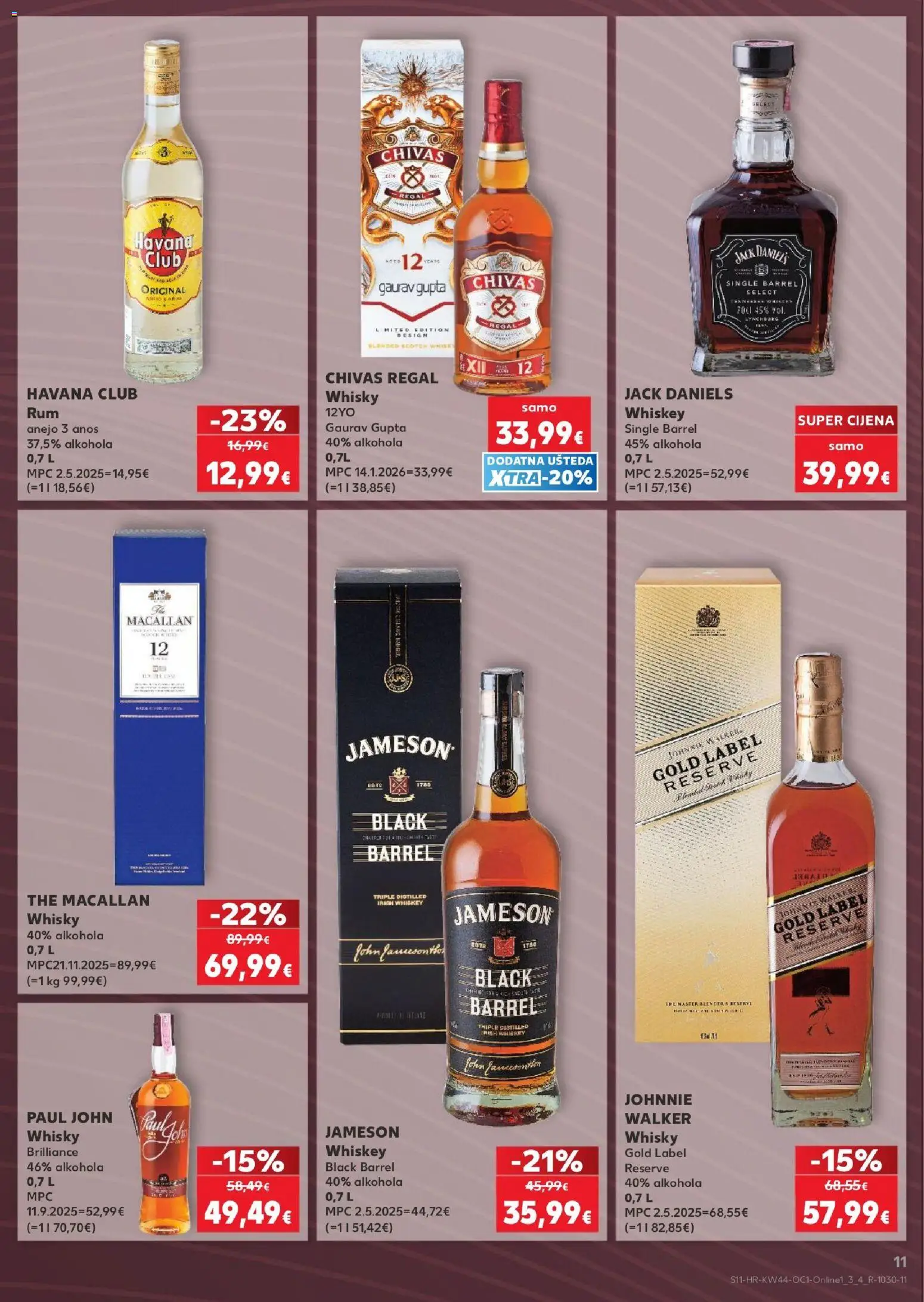 Kaufland katalog | vrijedi od 28.10.2026 | Stranica: 11 | Proizvodi: Johnnie Walker, Whisky, Havana, Rum
